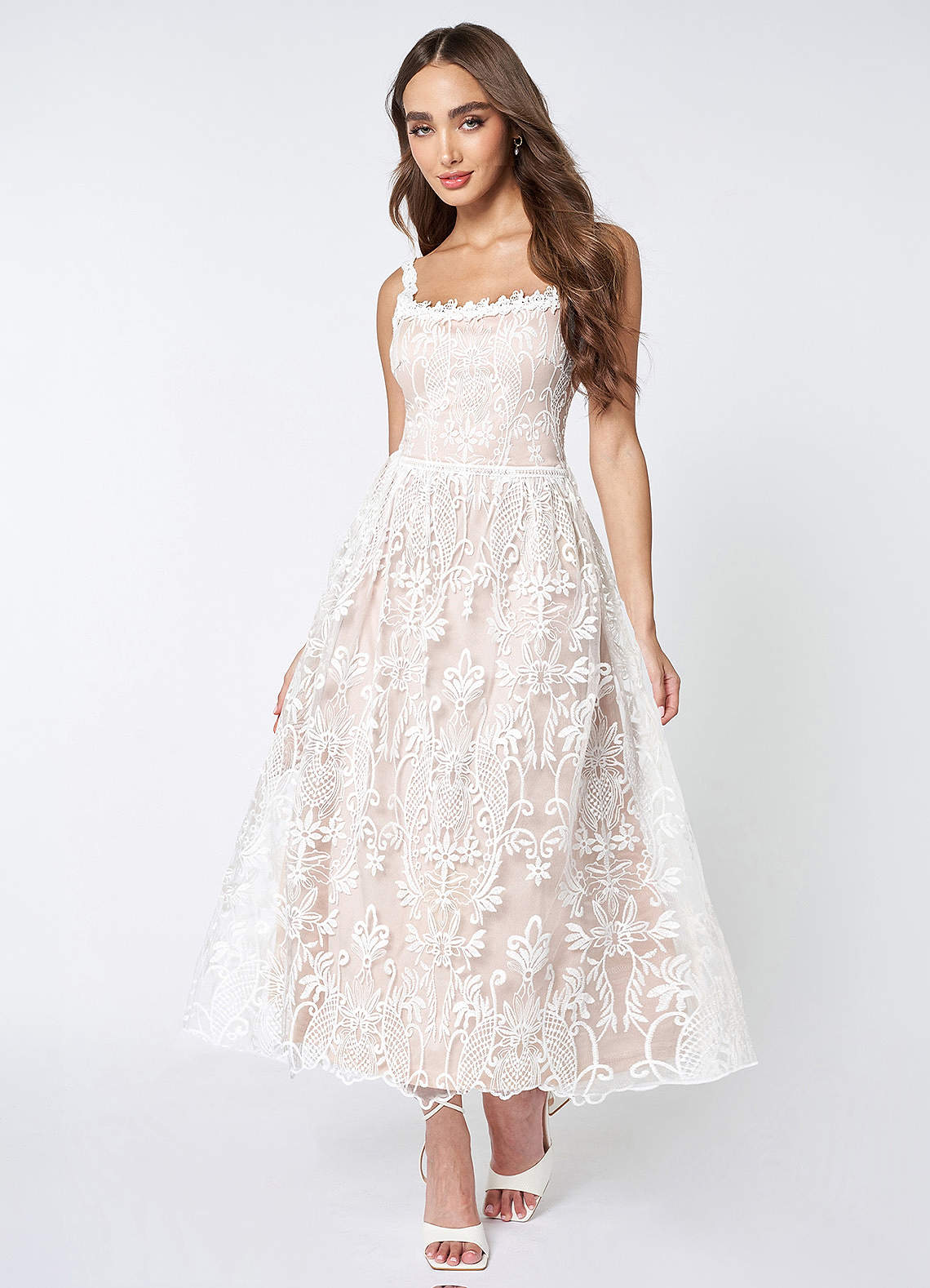 My Dearest White Lace Sleeveless Midi Dress image1