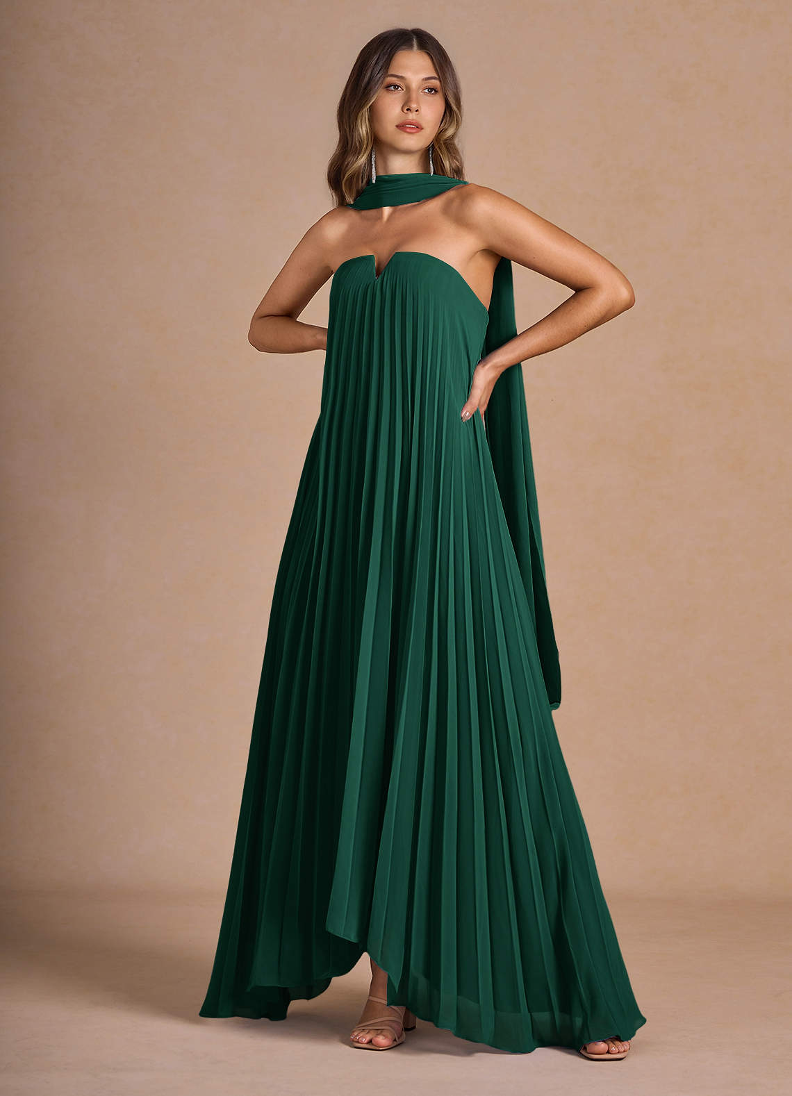 Nahla Emerald Allover Pleated Maxi Dress | Azazie Nahla Emerald Allover Pleated Maxi Dress | Azazie