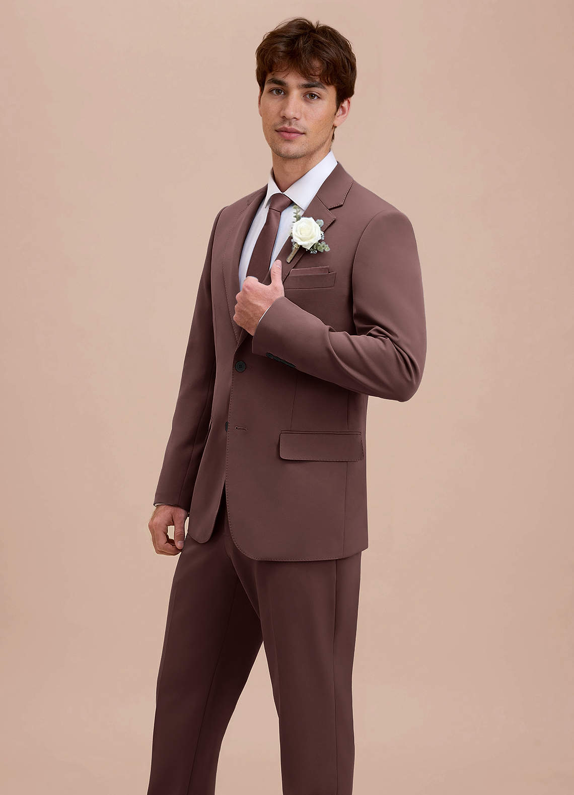 front Ethan Espresso Refined Weave Suit Jacket
