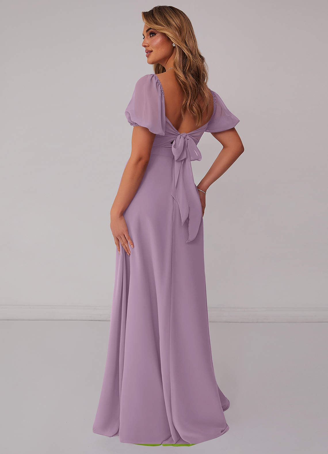 Lace Top A-line Floor-length Chiffon Dress Wisteria