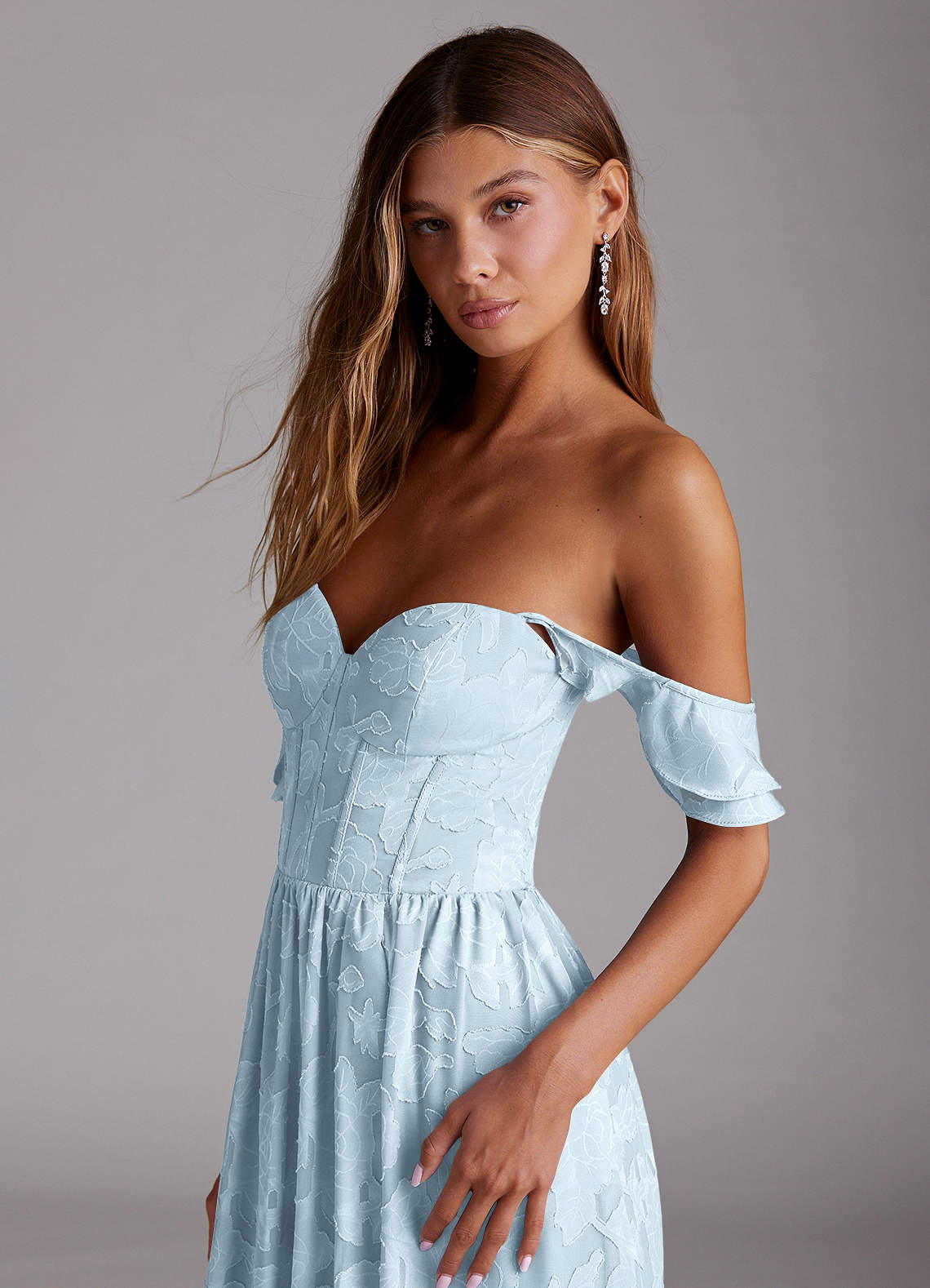 Azazie Floor-Length Maxi Dresses A-Line Wedding Guest Formal Dresses Sweetheart Ruffles Sky Blue