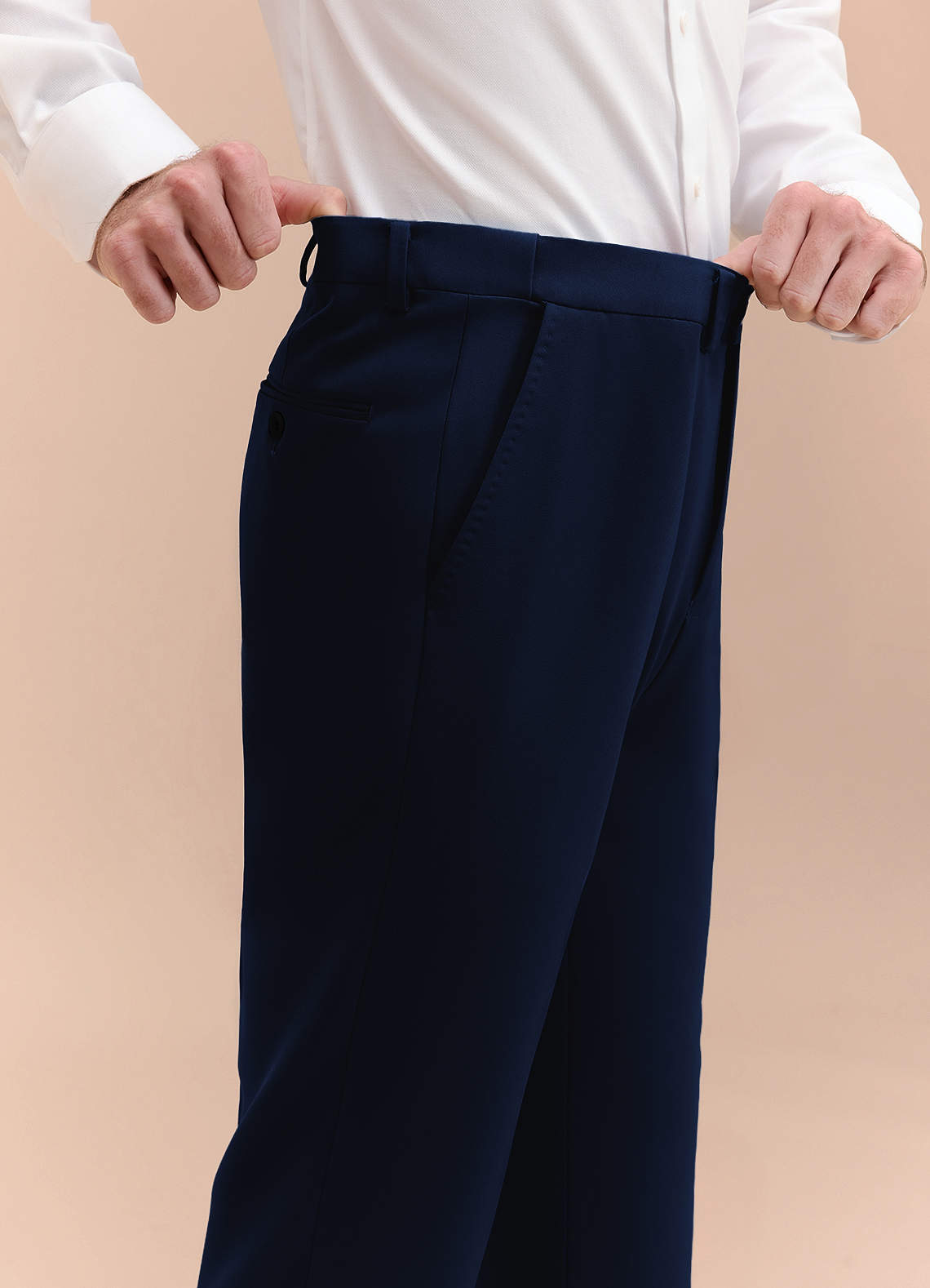 front James Blue Structured Stretch Dress Pants
