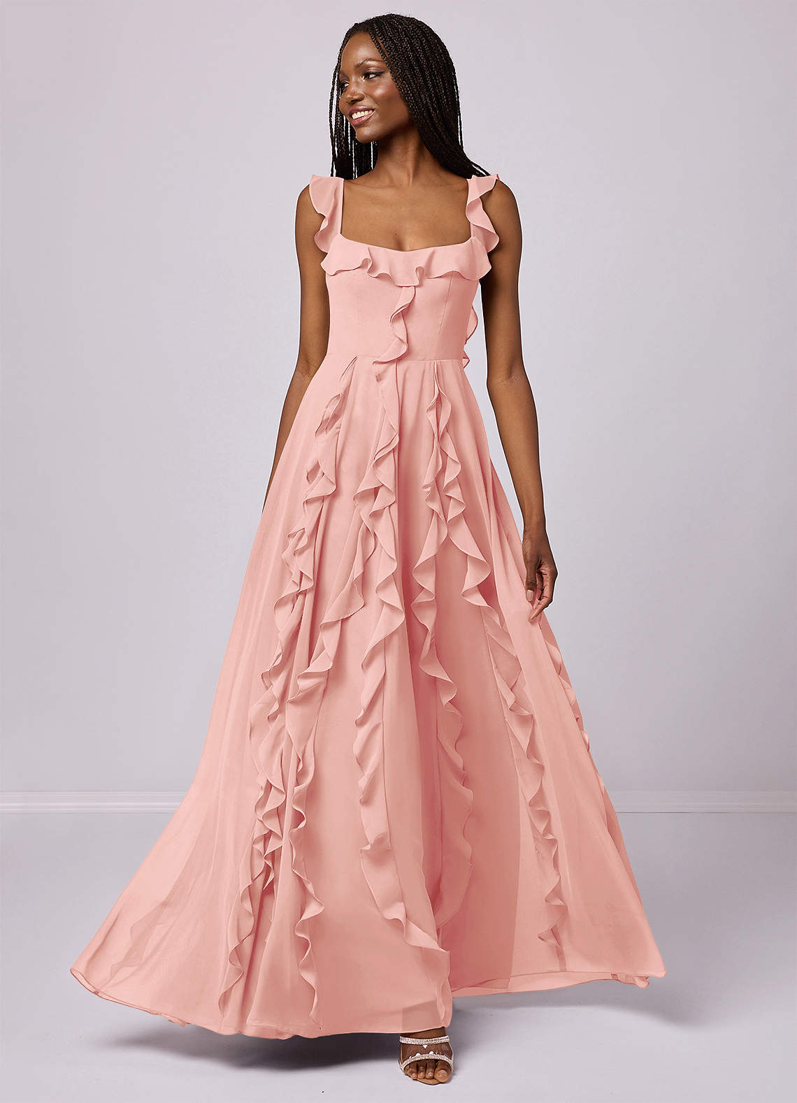 Barbie ♥ Azazie Bridesmaid Dresses Rosette A-Line with Pockets Chiffon Dress image1