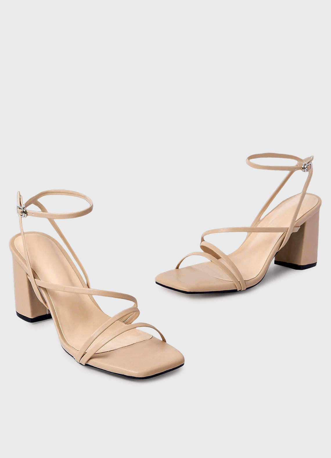 front Ankle Strap Block Heel Sandals