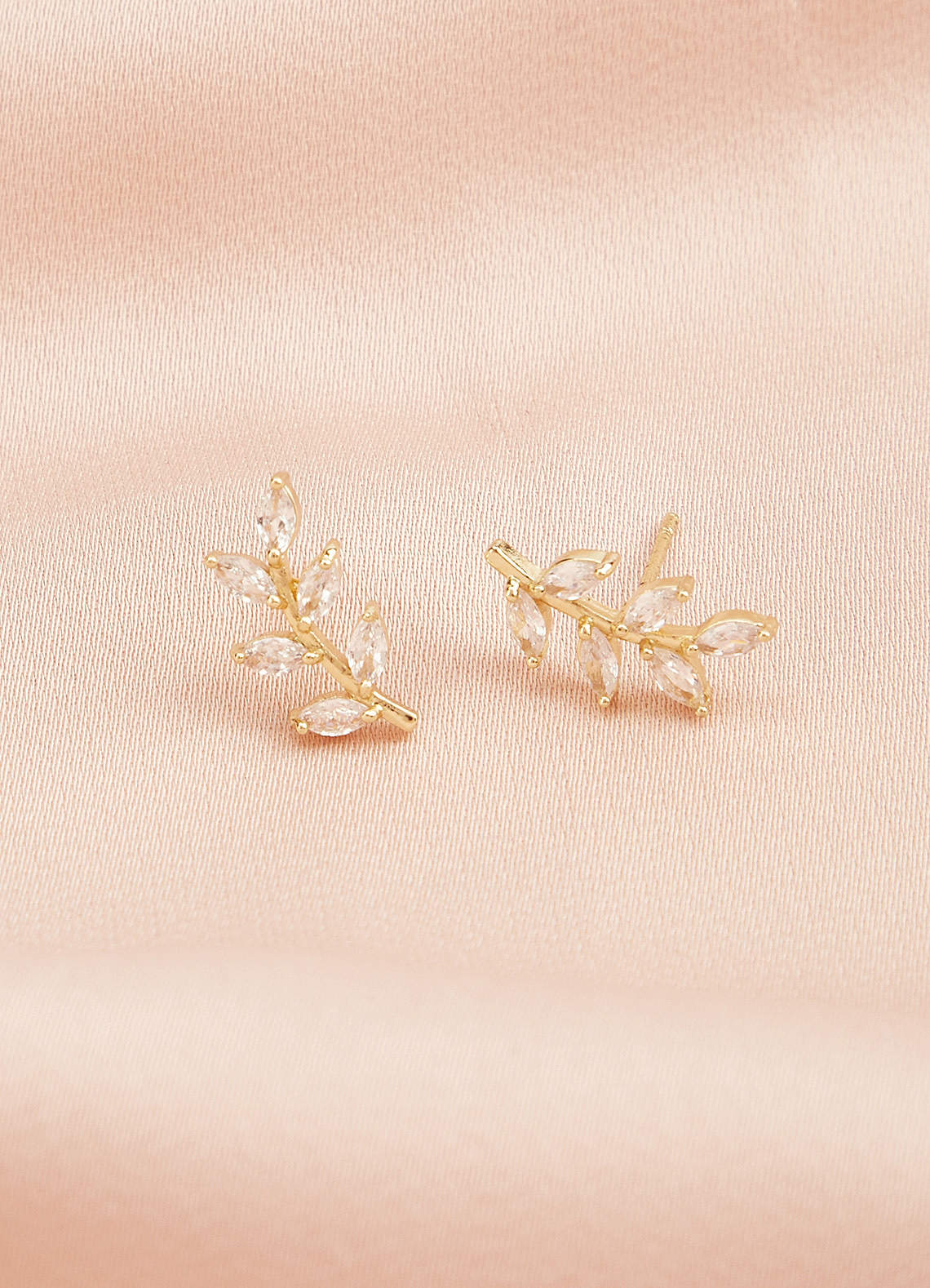 front Zircon Leaf Shaped Earrings