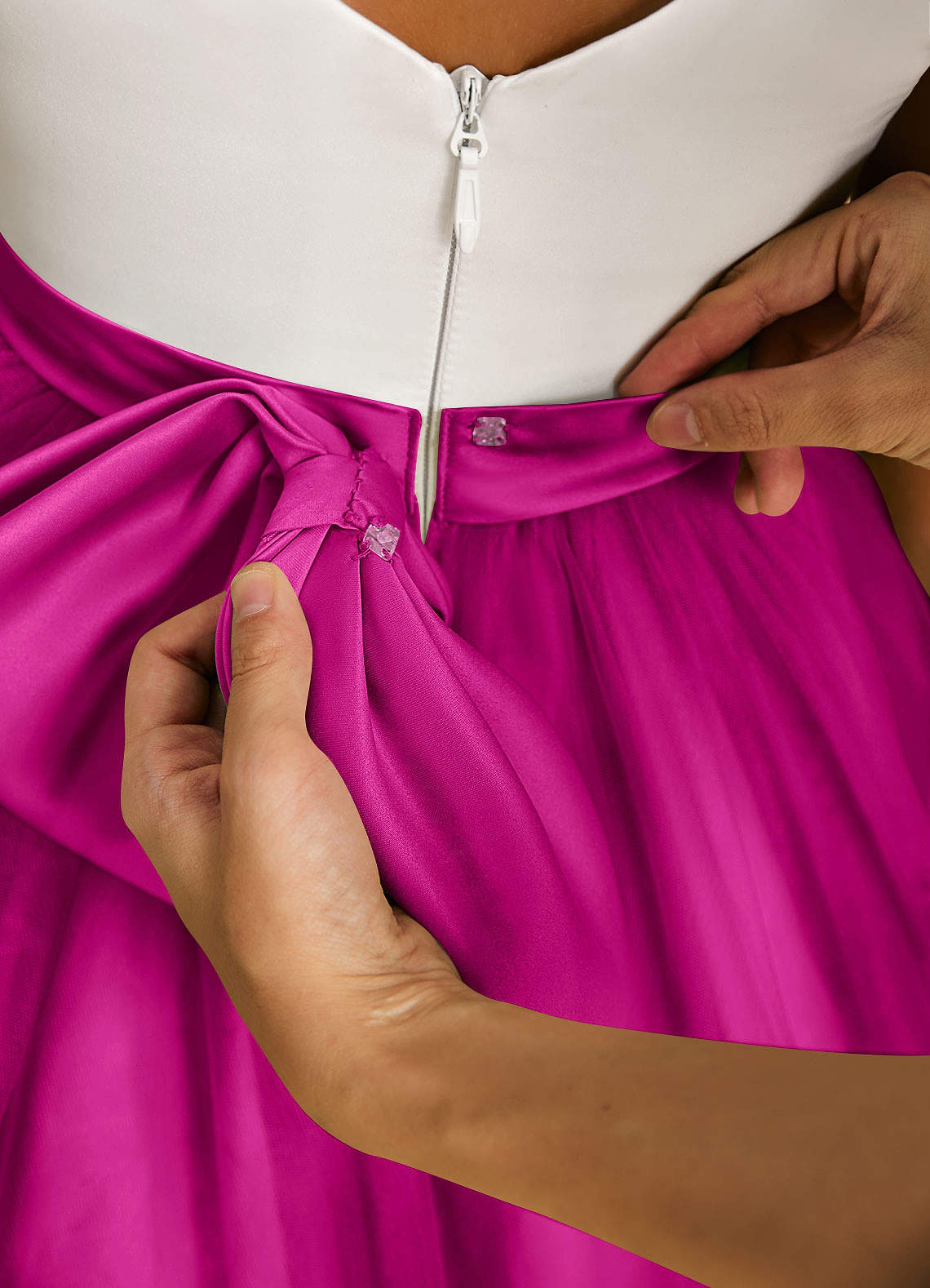Azazie Sprout Blumenmädchenkleider A-Linie Schleifen Tüll Kleid Fuchsia image4