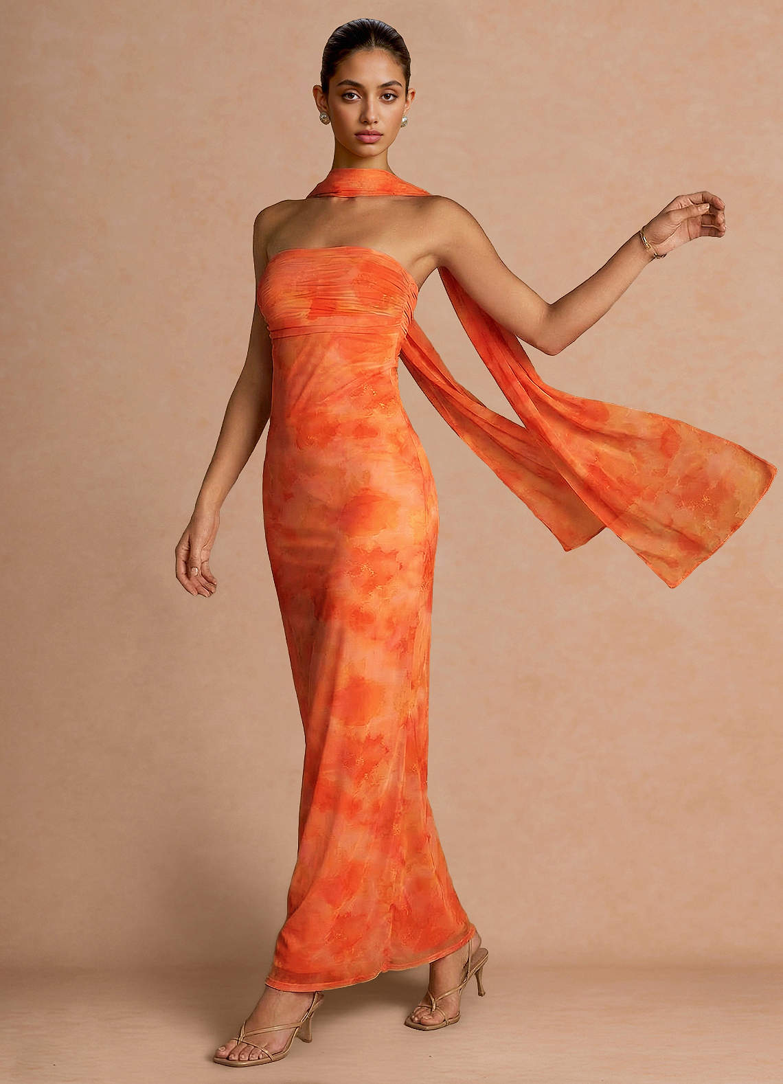 orange flowy dress long Eloria Orange Gradient Maxi Dress