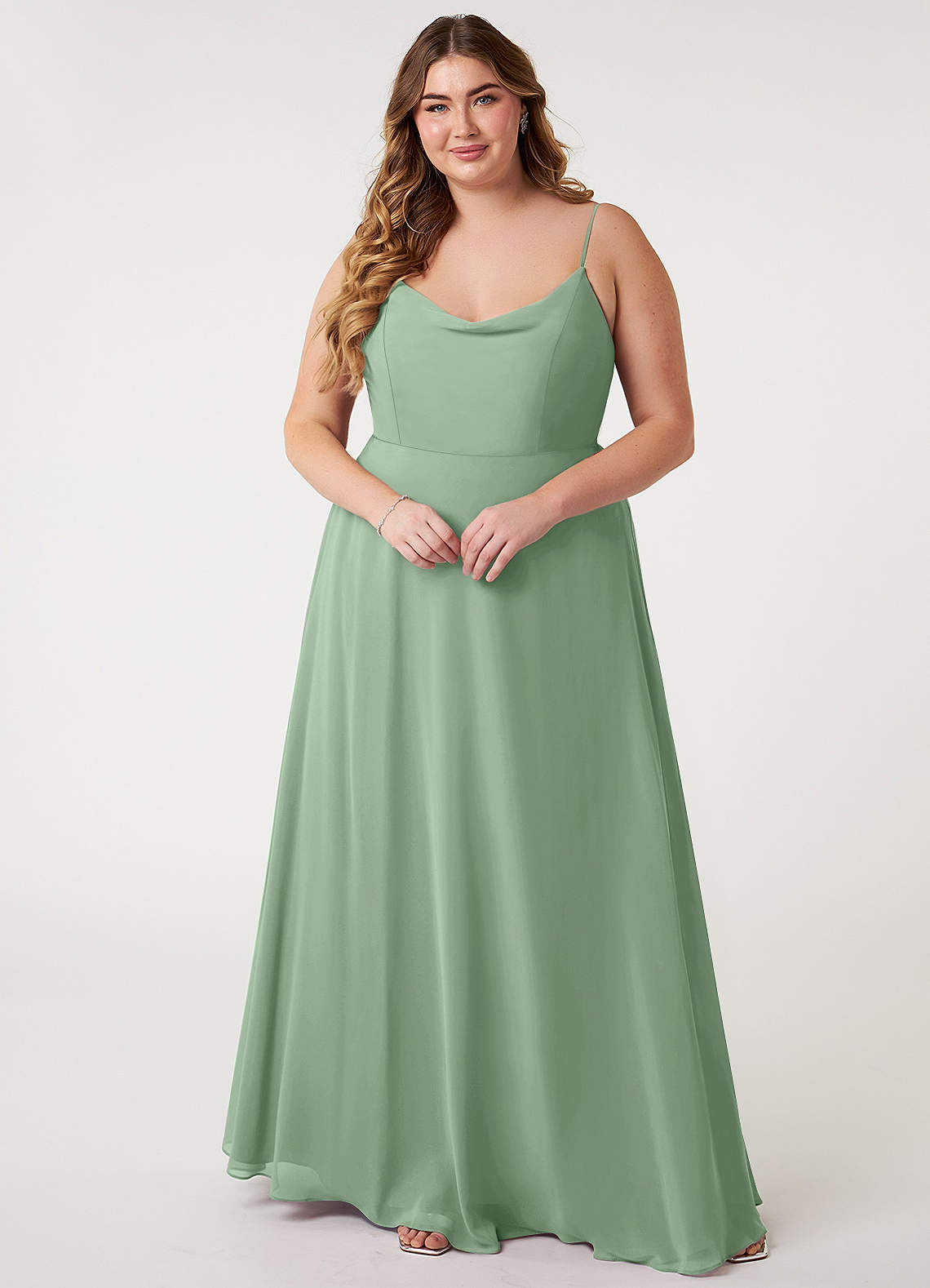 Azazie Daenerys Bridesmaid Dresses A-Line Cowl Chiffon Floor-Length Dress image1