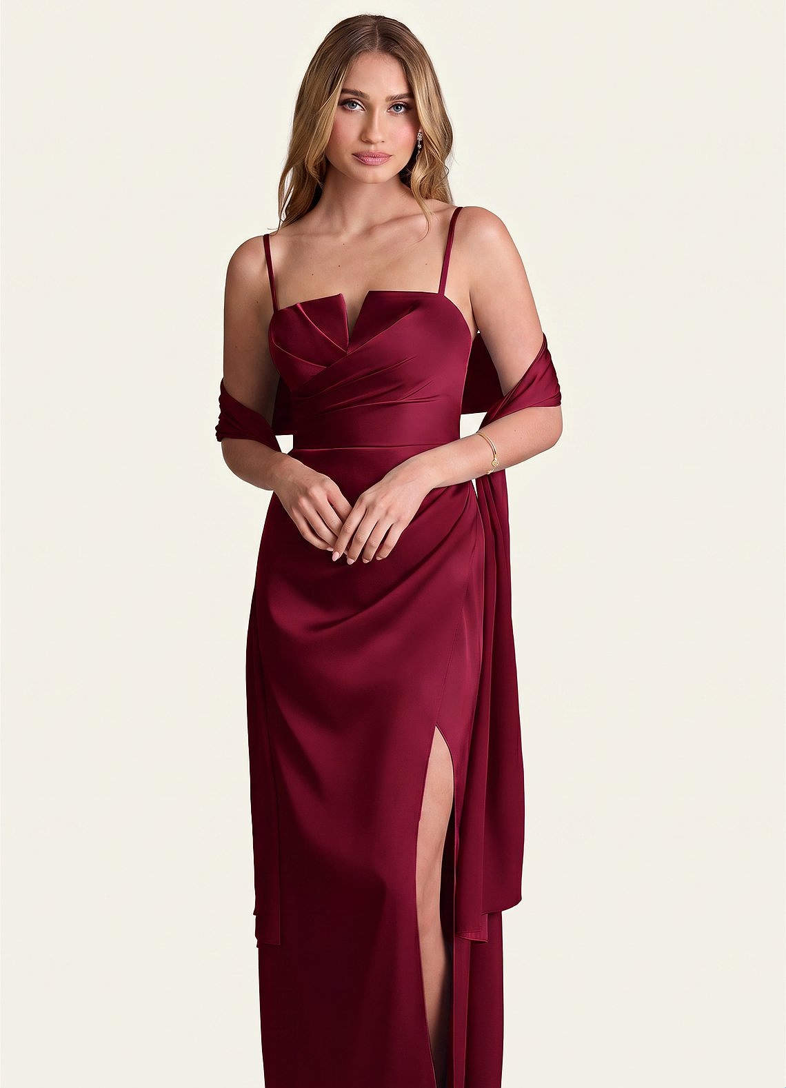 front Azazie Matching Color Stretch Satin Shawl