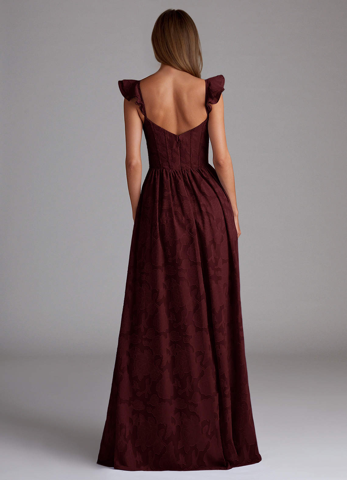 Sorina Vinho Vestido de baile longo com espartilho image1