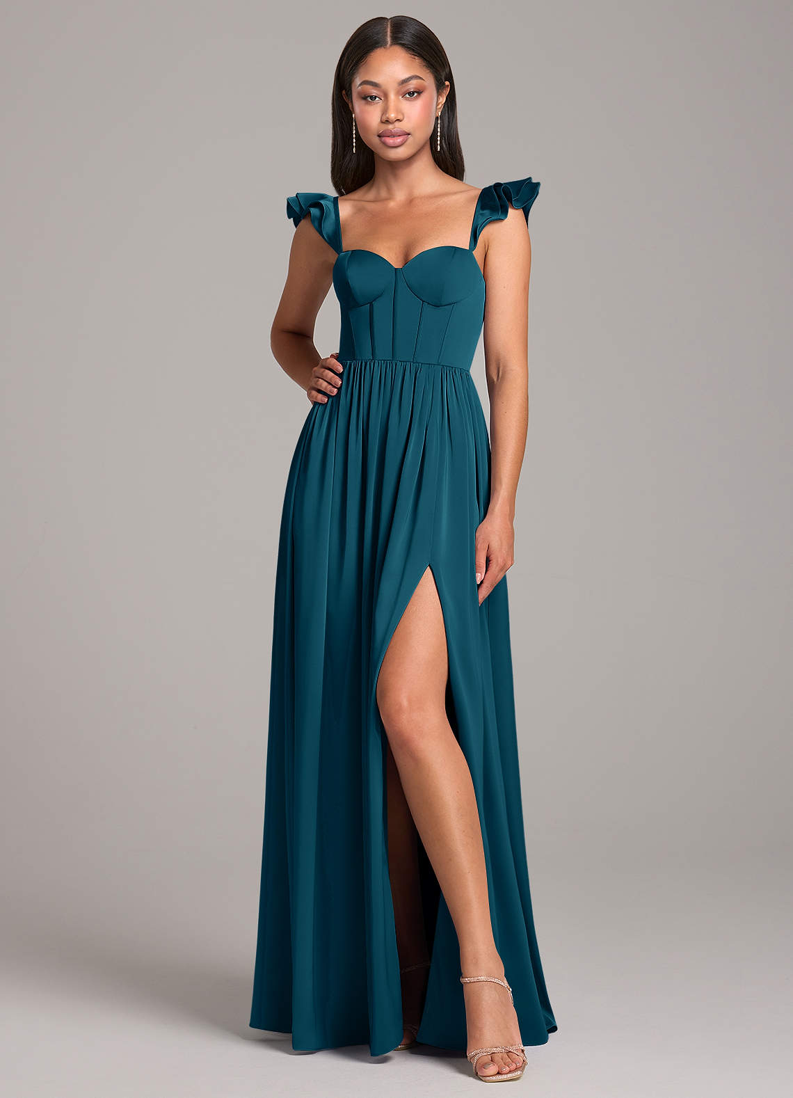green emerald velvet dress Glamorous Ink Blue Evening Dress Lace Applique Beading V Neck Half Sleeves A Line Wedding Party Dress