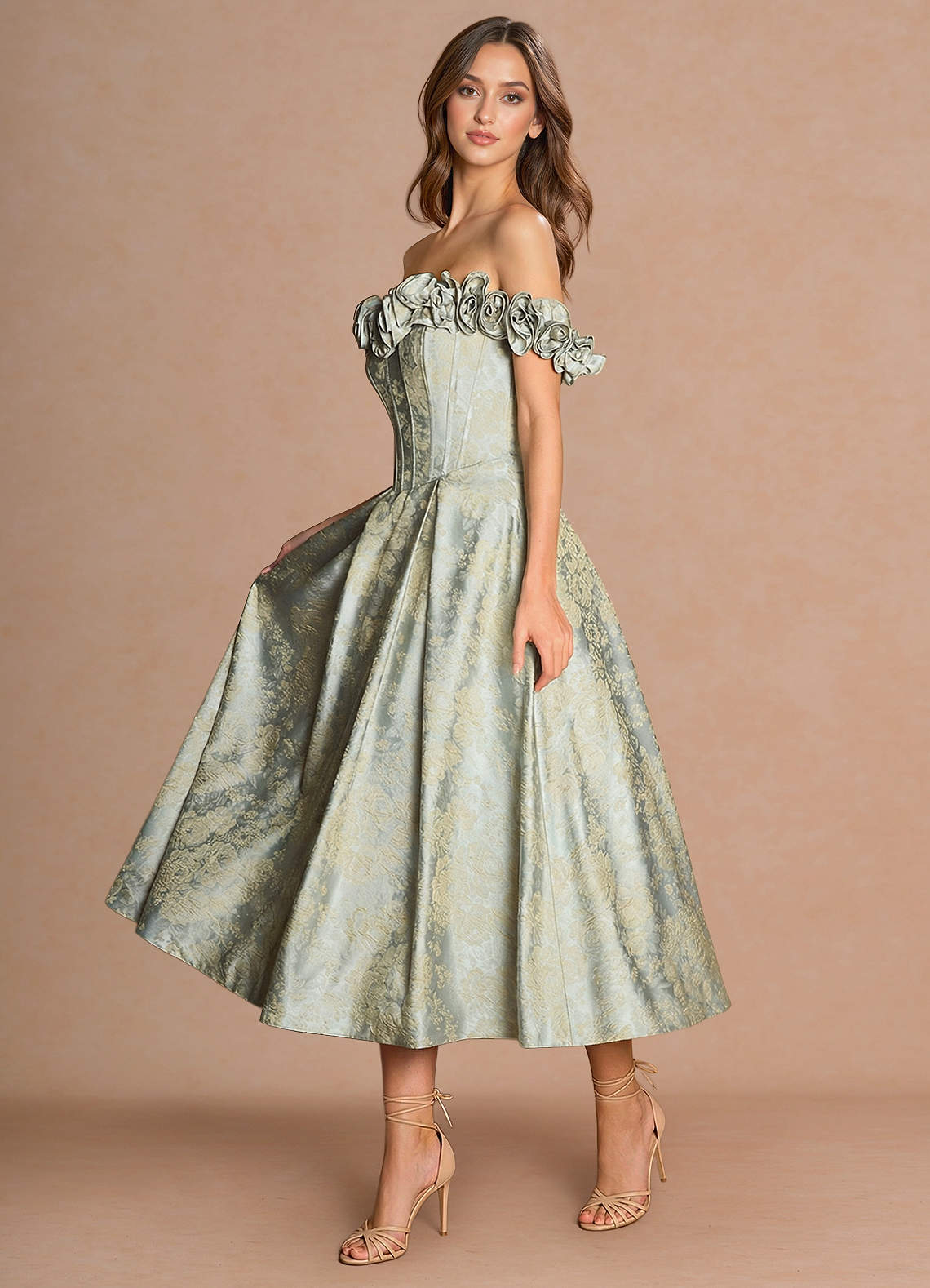 Zora Vintage Blue Midi Dress | Azazie