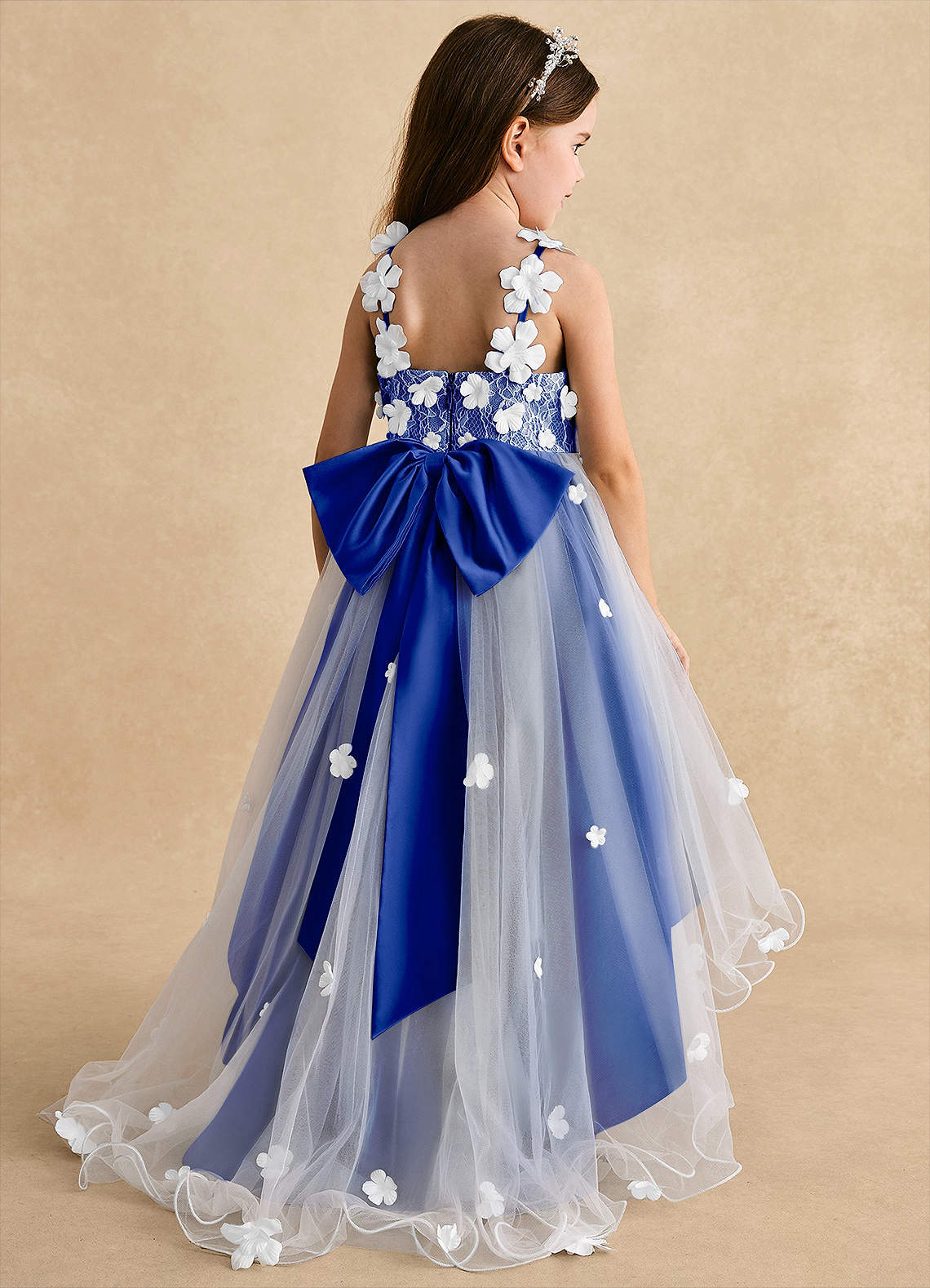 Azazie Celia Royal Blue A-Line Lace Tulle Dress Azazie