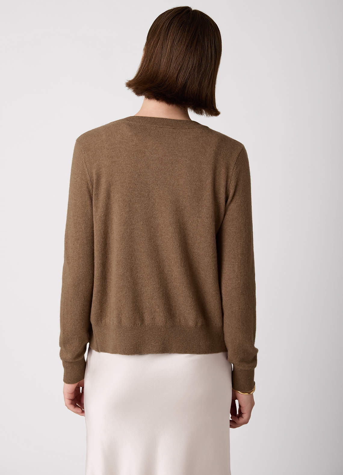 front 100% Cashmere Cropped Cardigan