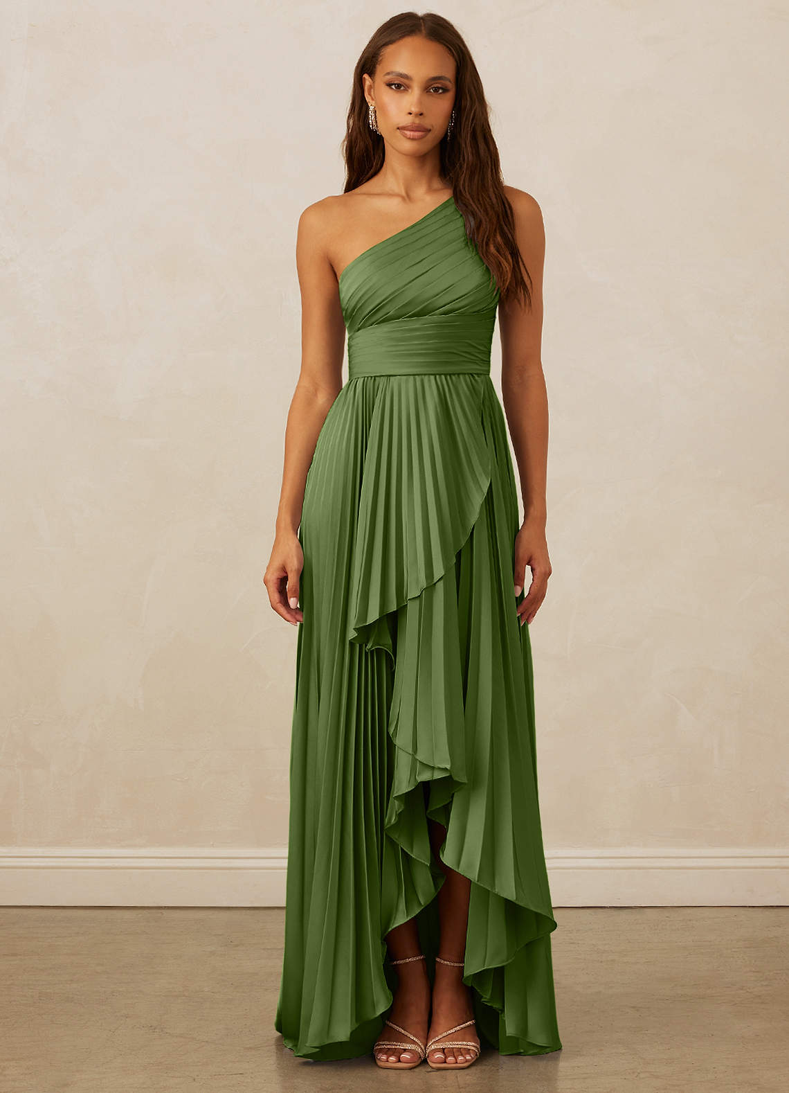 Christian Siriano Bridal for Azazie 1008 Bridesmaid Dresses Juniper A-Line One Shoulder Stretch Satin Dress image1