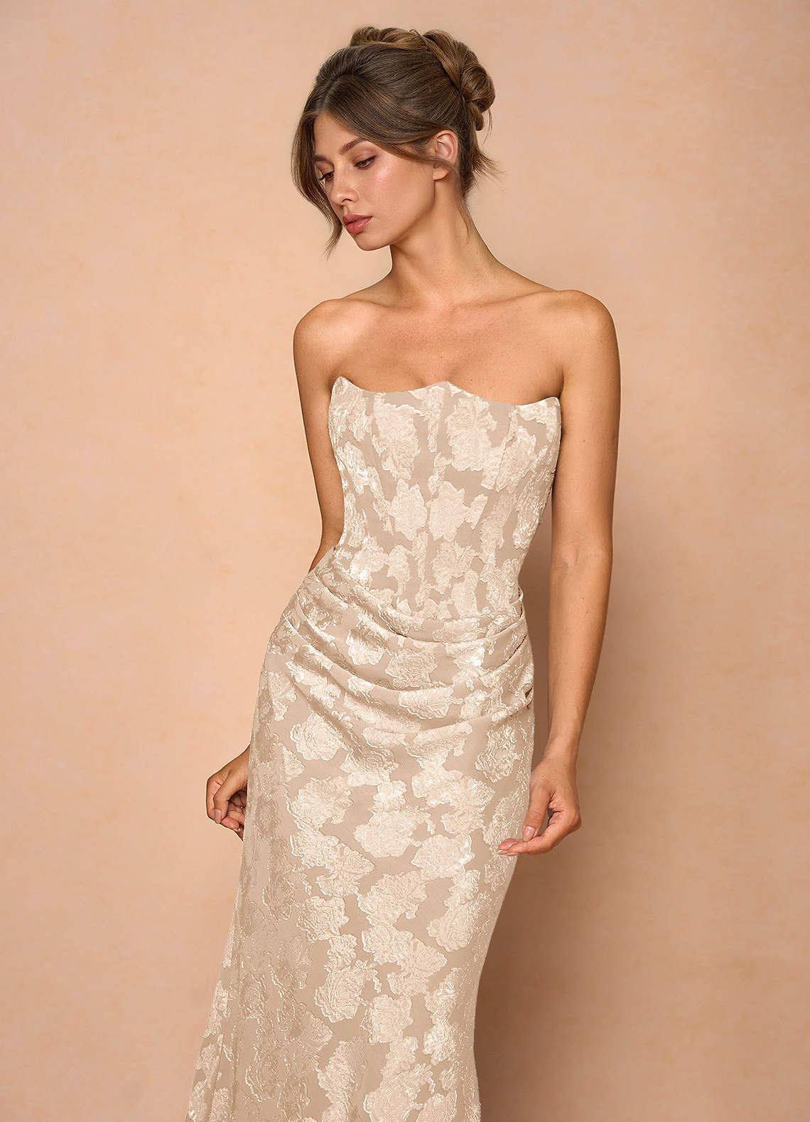 Ezrena Cream Maxi Dress | Azazie