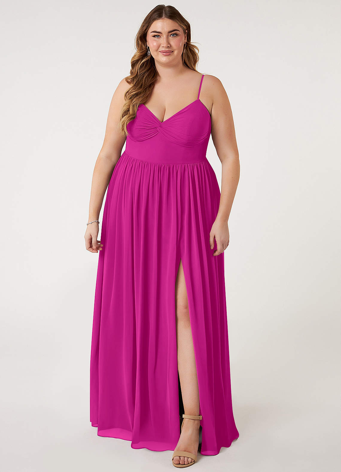 chinese dress ladies Final Sale Plus Size Sleeveless 1 Tiered Maxi Dress in Fuchsia