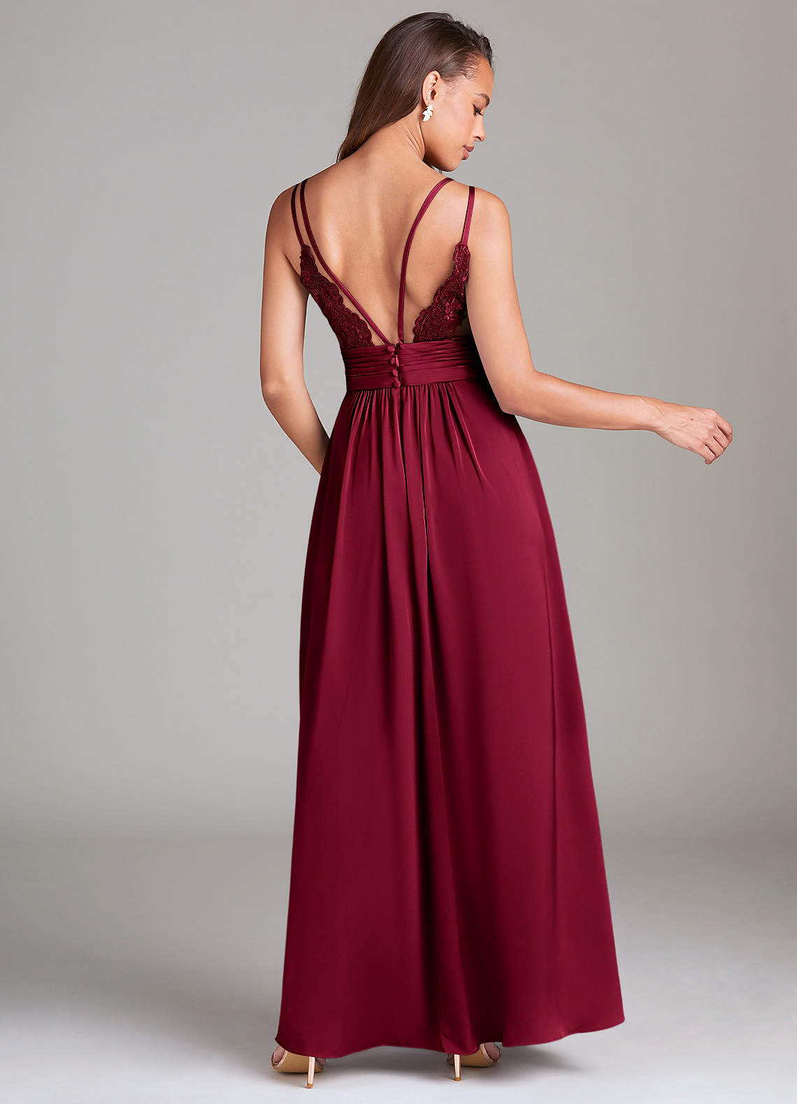 Azazie Maren Allure Burgundy Stretch Satin Bridesmaid Dresses | Azazie