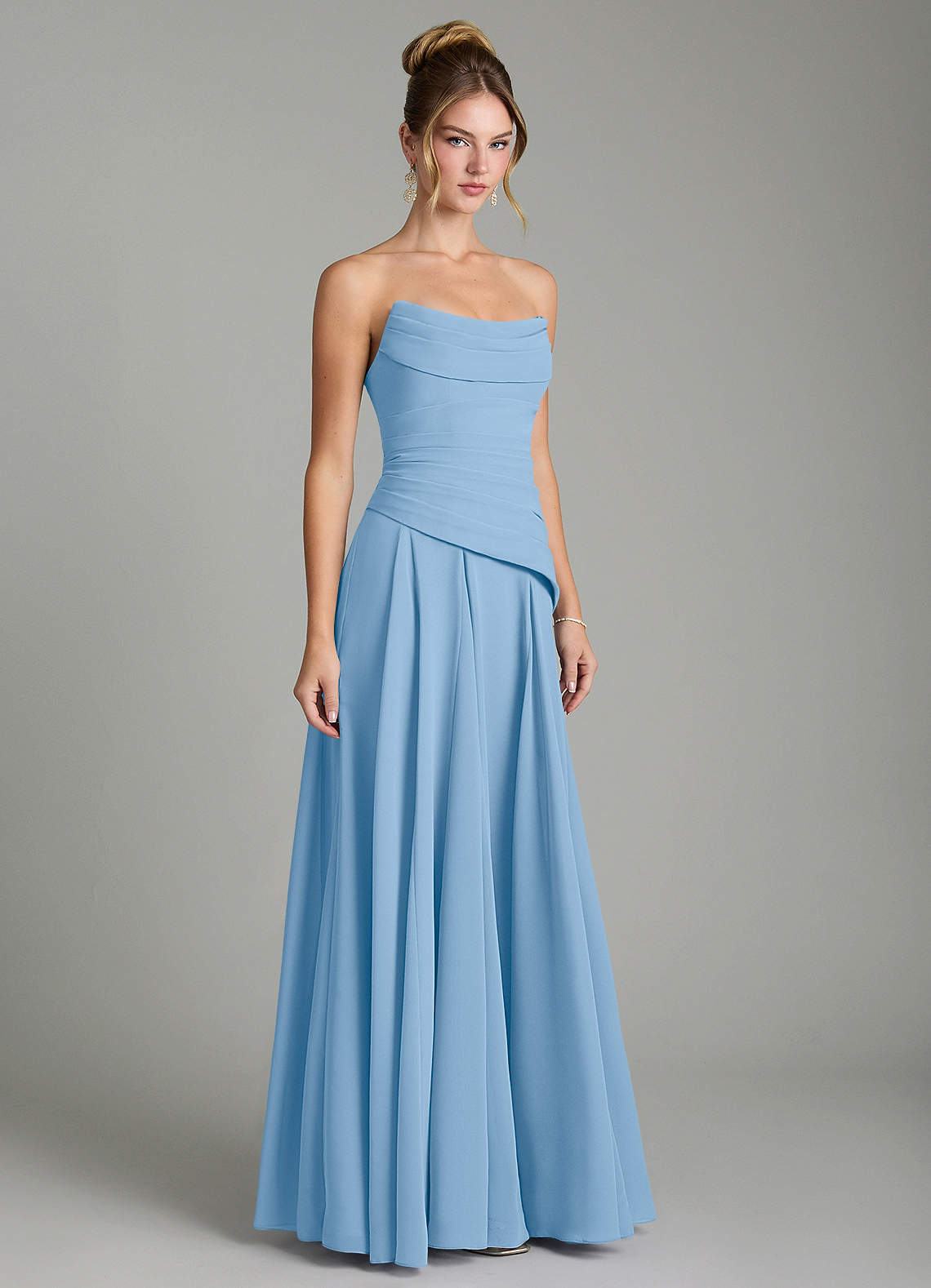 Azazie Gabriela Bridesmaid Dresses Powder Blue A-Line Corset Chiffon Dress image4