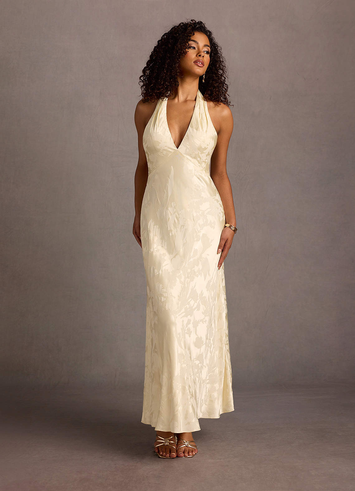 Janae Cream Halter Maxi Dress image1