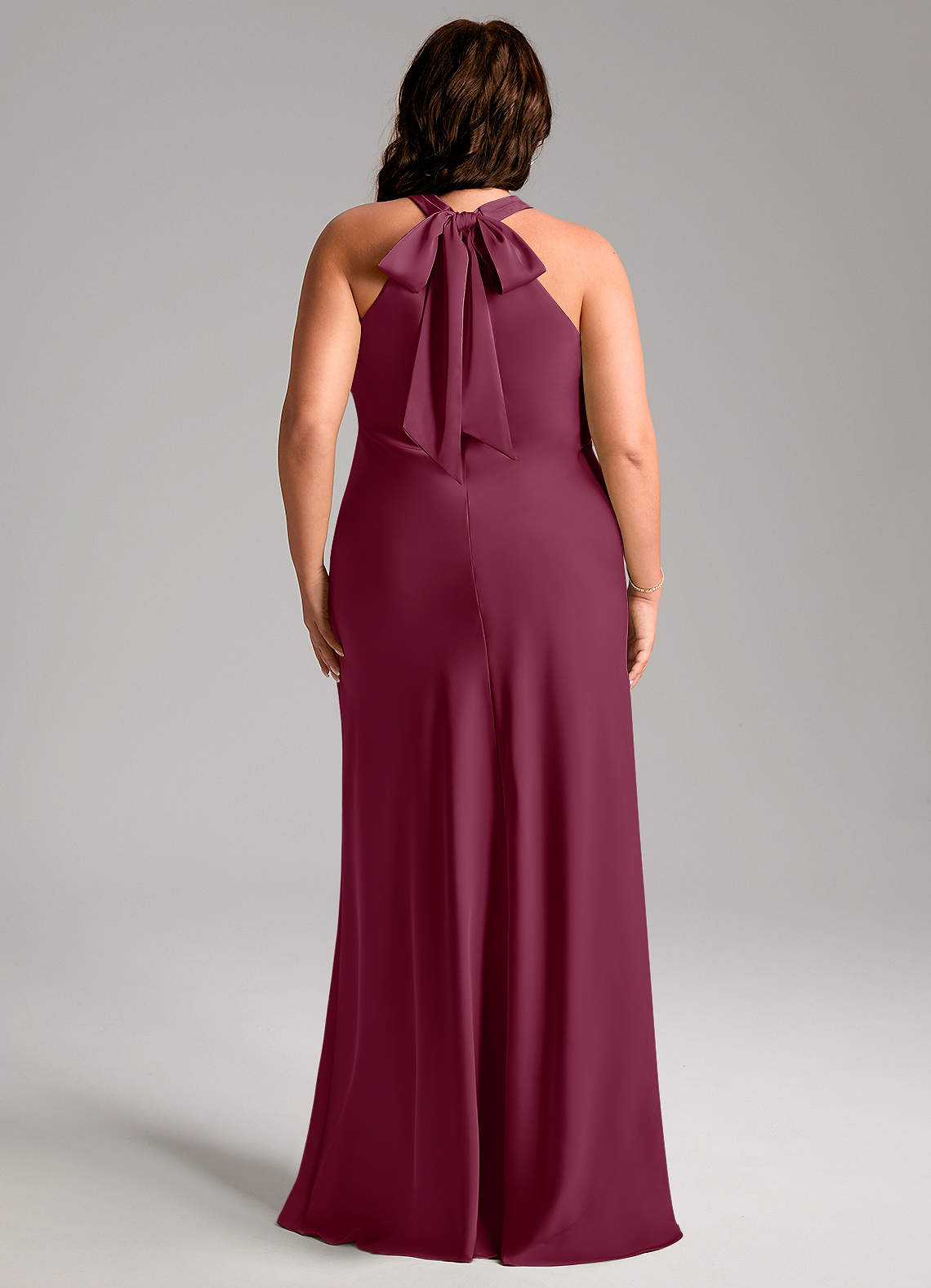 Azazie Doretta Bridesmaid Dresses Mulberry Mermaid Pleated Stretch Satin Dress image9