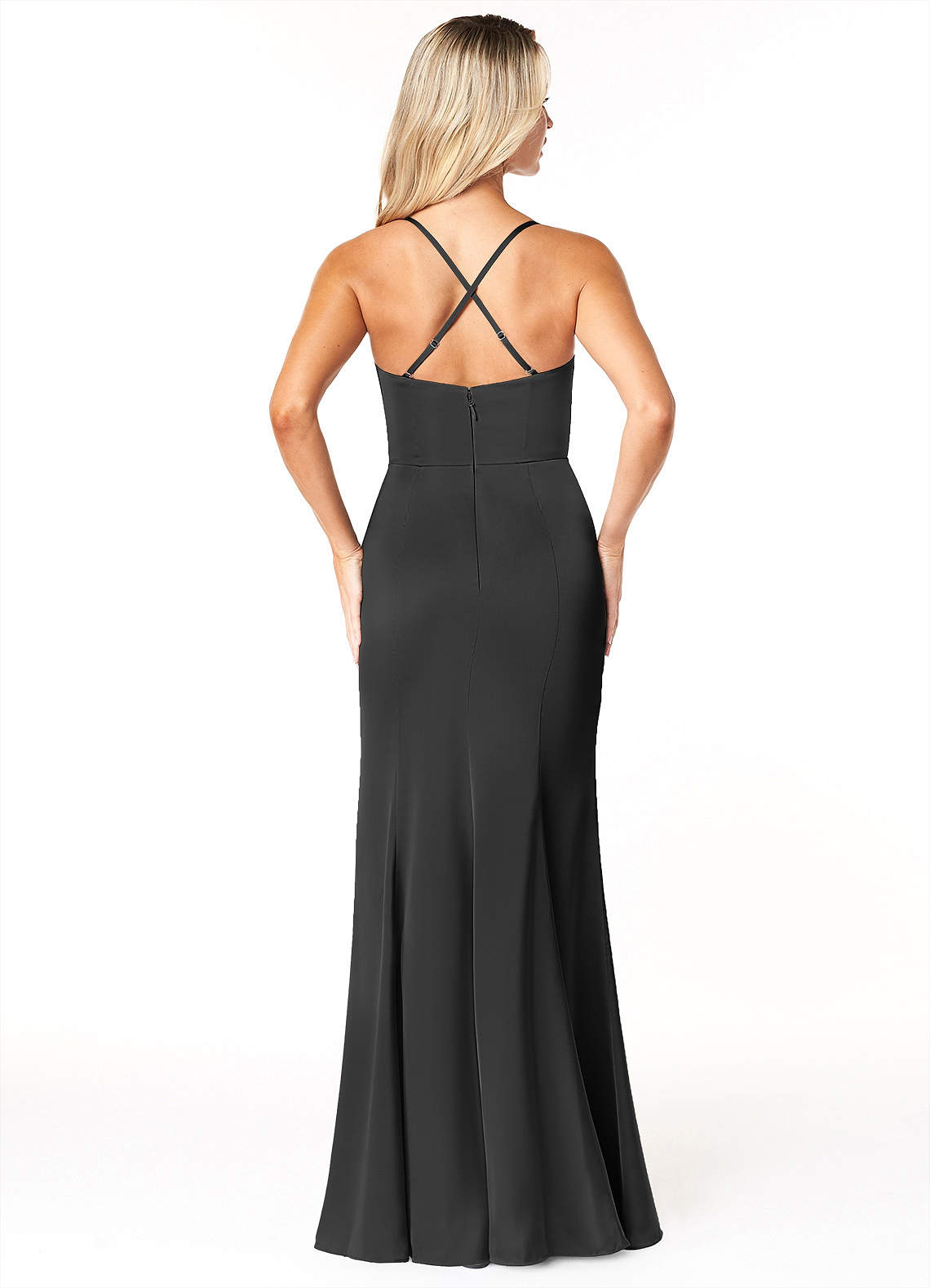 Azazie Marzia Ready to Ship Black Stretch Satin Bridesmaid Dresses