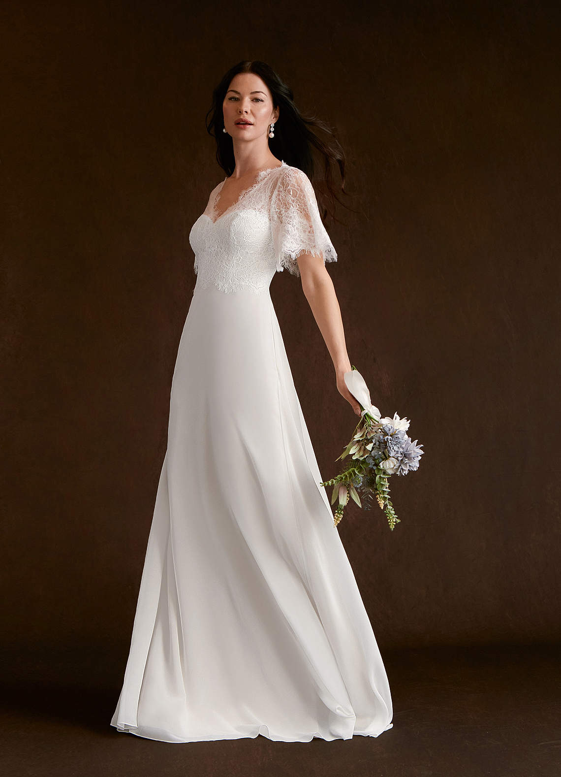 Azazie Veradis Diamond White A-Line V-Neck lace Chiffon Azazie Veradis Diamond White A-Line V-Neck lace Chiffon