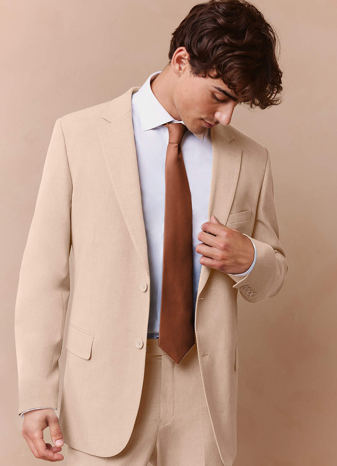 front Savile Tan Wool Blend Suit