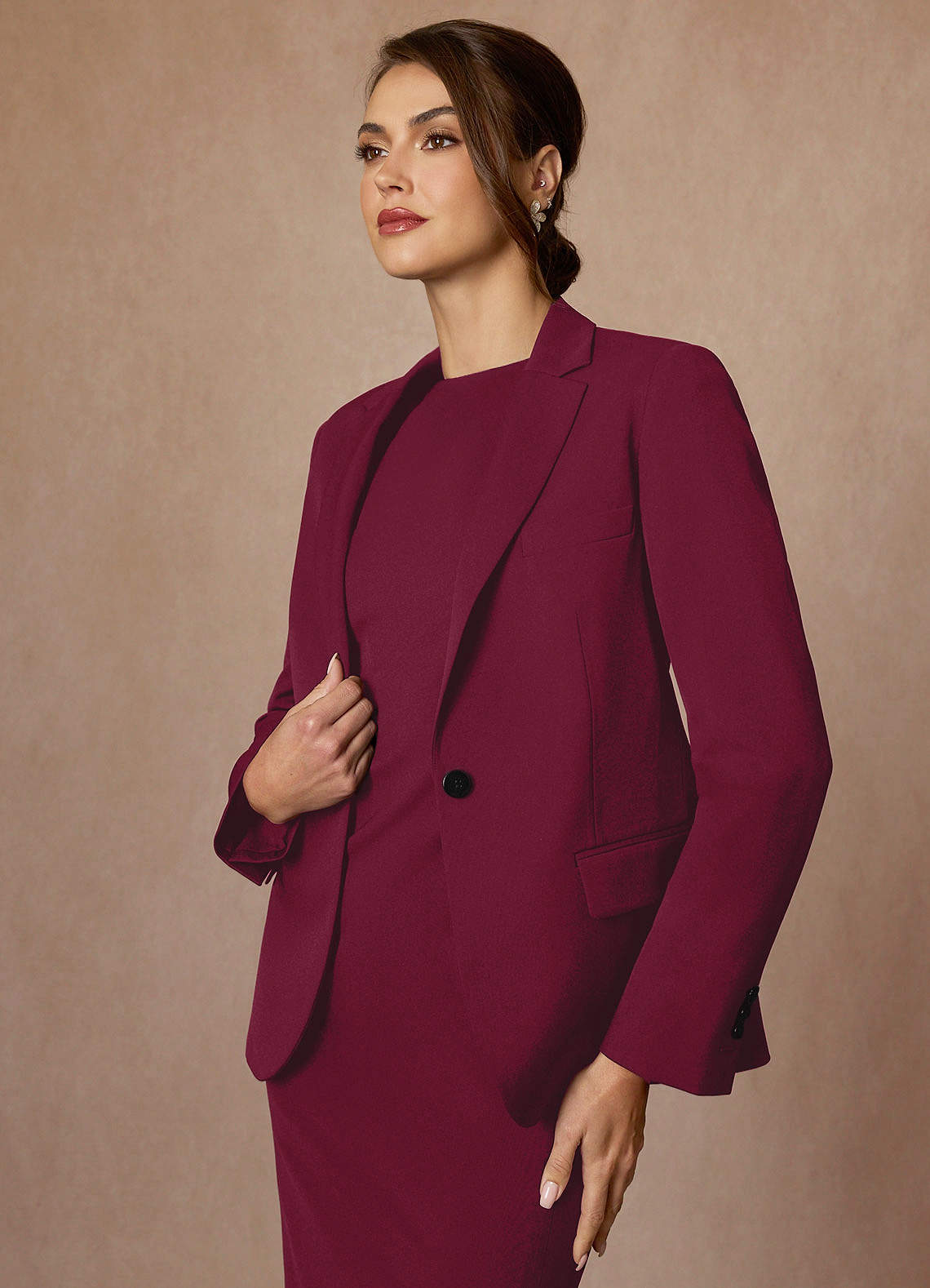 front Kennedy Burgundy Refined Weave  Performance Blazer