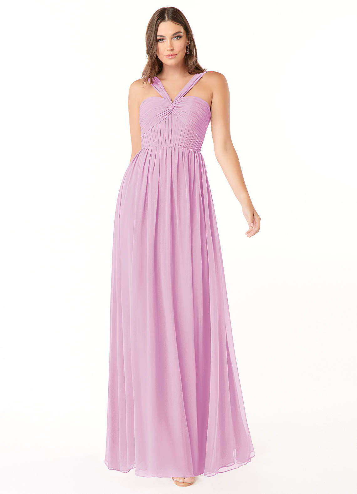 Azazie Dionne Bridesmaid Dresses Candy Pink A-Line Corset Chiffon Dress image1