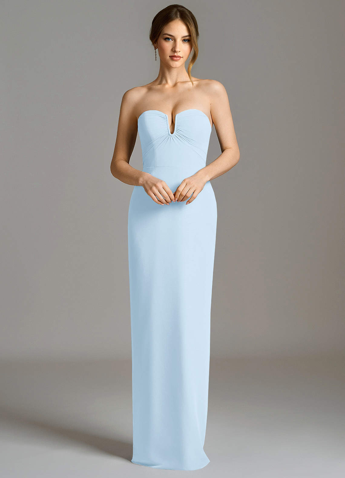 blue chiffon strapless dress Azazie Darcie White floral dress Significant Other Danika Long-Sleeve original art fashion up back Size:EU 41