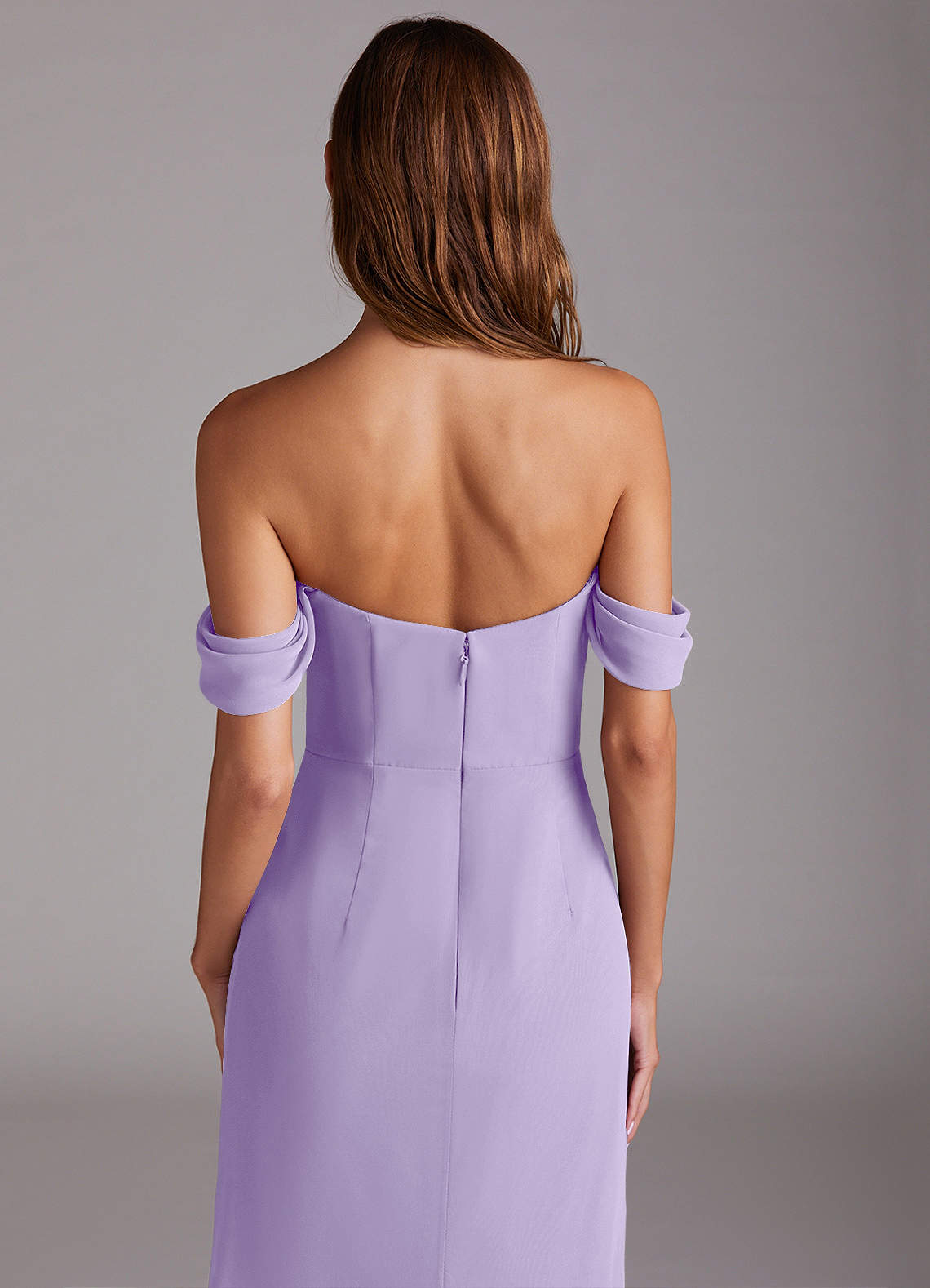 Azazie Saige Bridesmaid Dresses Lilac A-Line Off the Shoulder Chiffon Convertible Dress image5