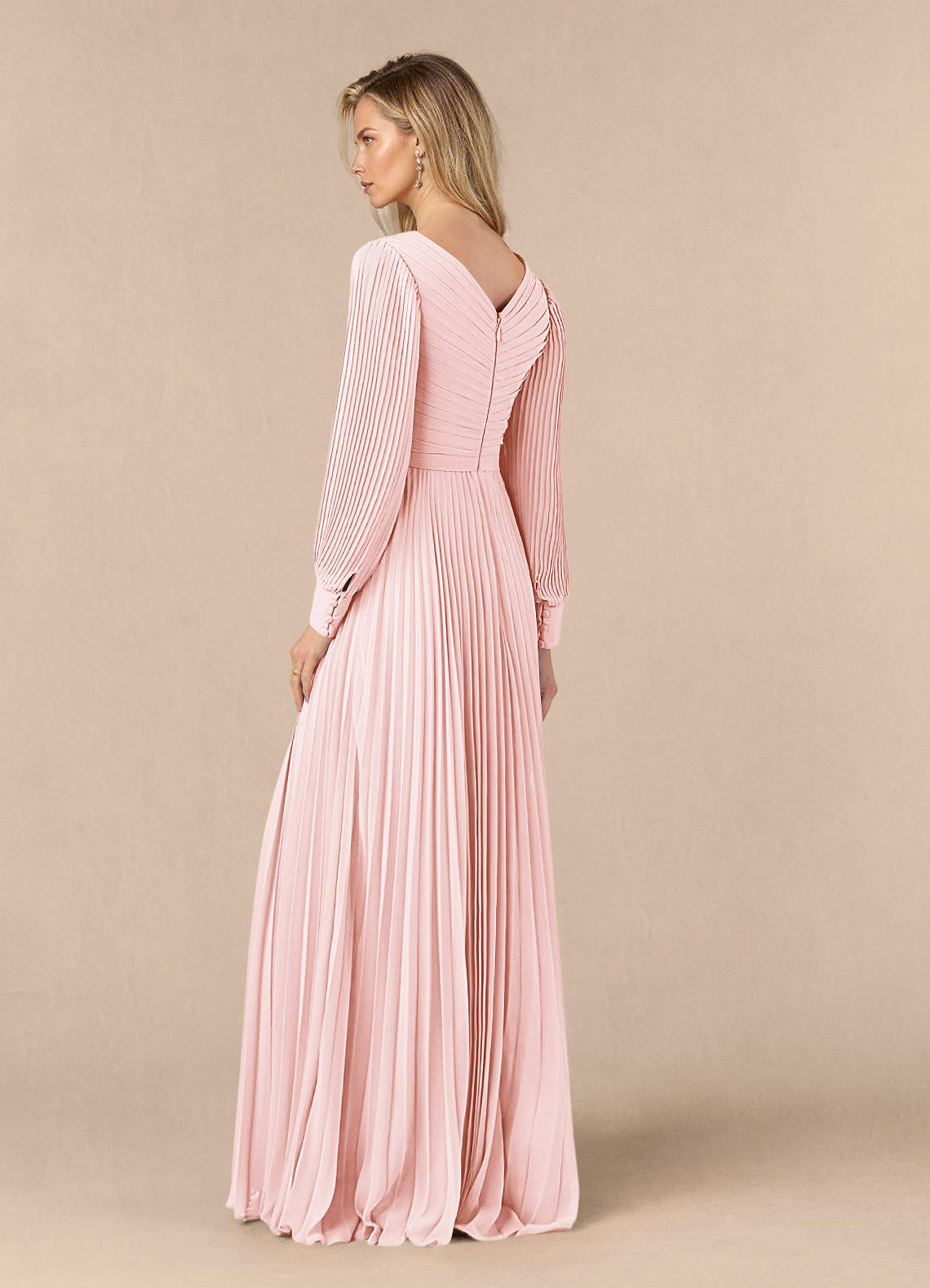 Azazie Zina Mother of the Bride Dresses Blushing Pink A-Line Pleated Chiffon Dress image2