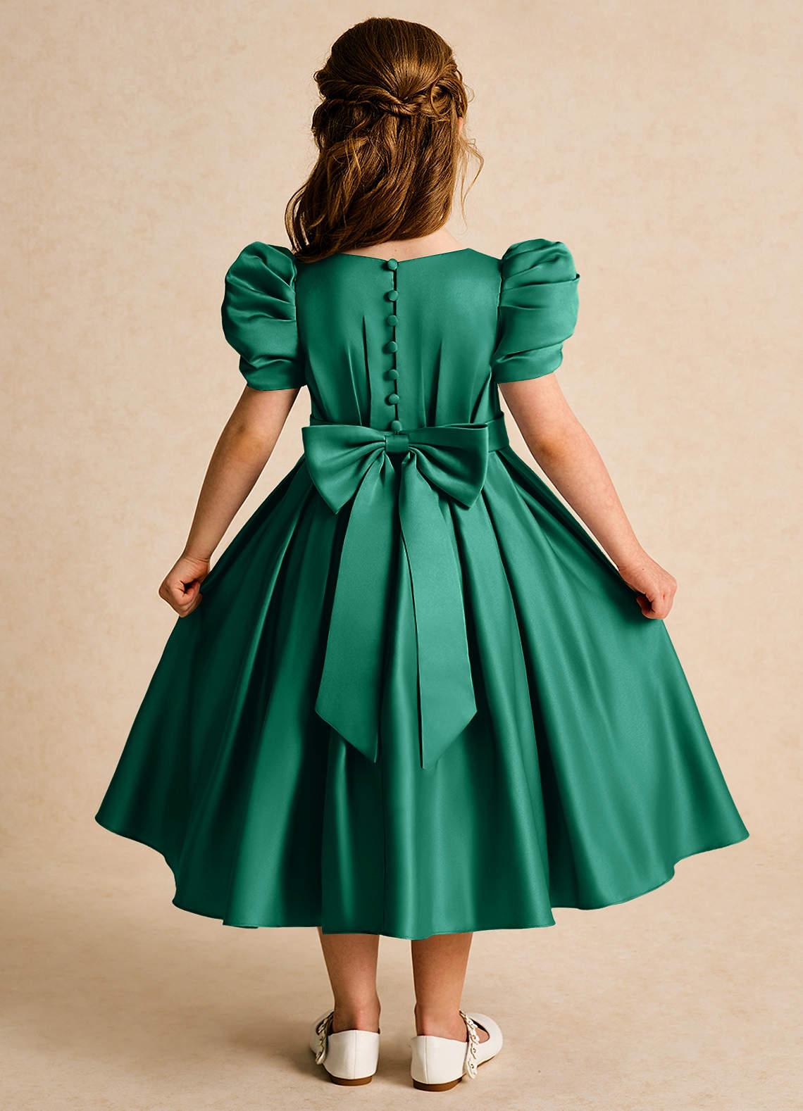 Azazie Miriam Emerald Ball-Gown Pleated Matte Satin Dress | Azazie DE