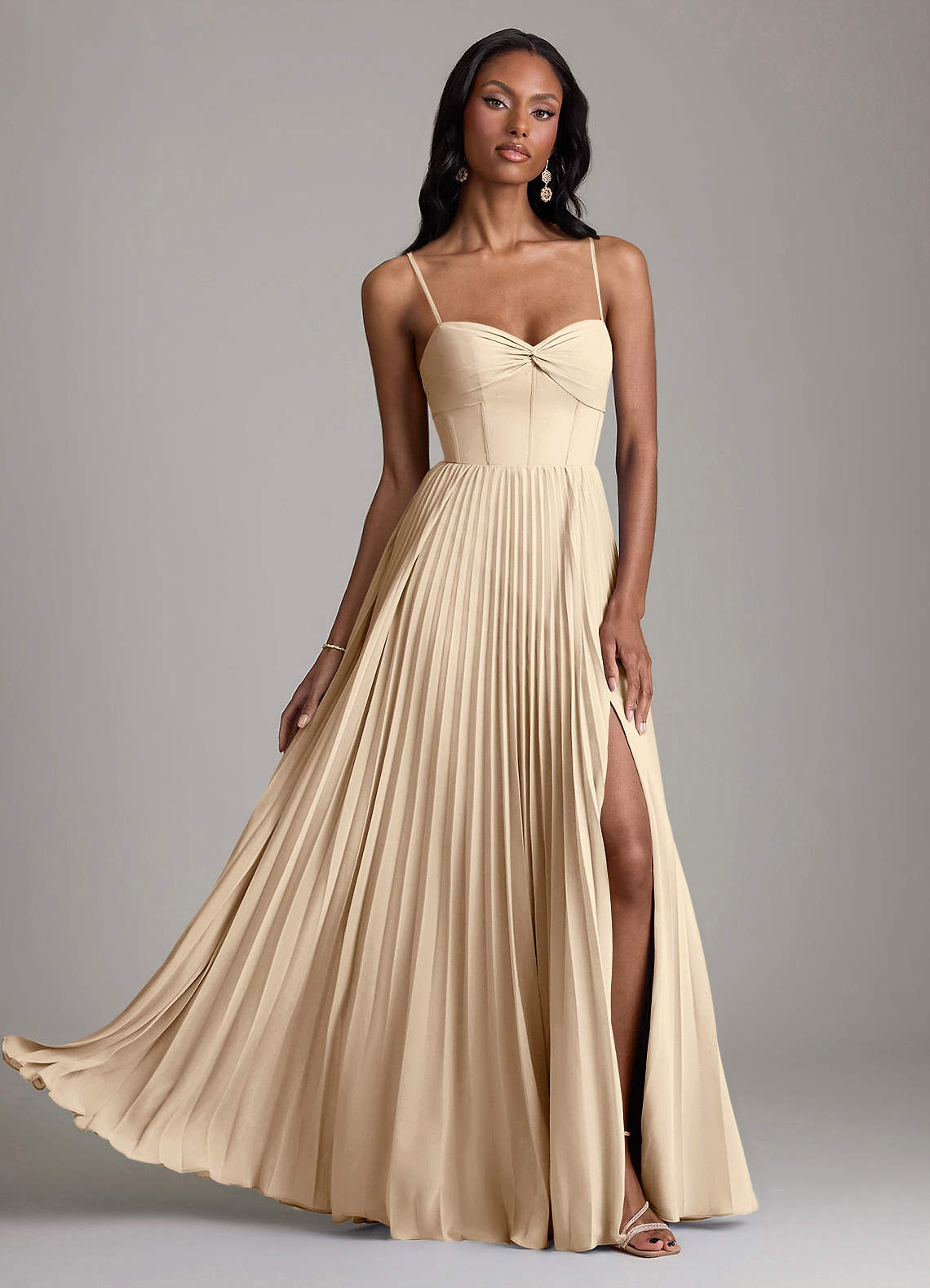 sweetheart neck bridesmaid dresses Azazie Akiko Color:Custom color Straps Sleeves Office-Ready Heels Orange Popcorn Crochet O-ring