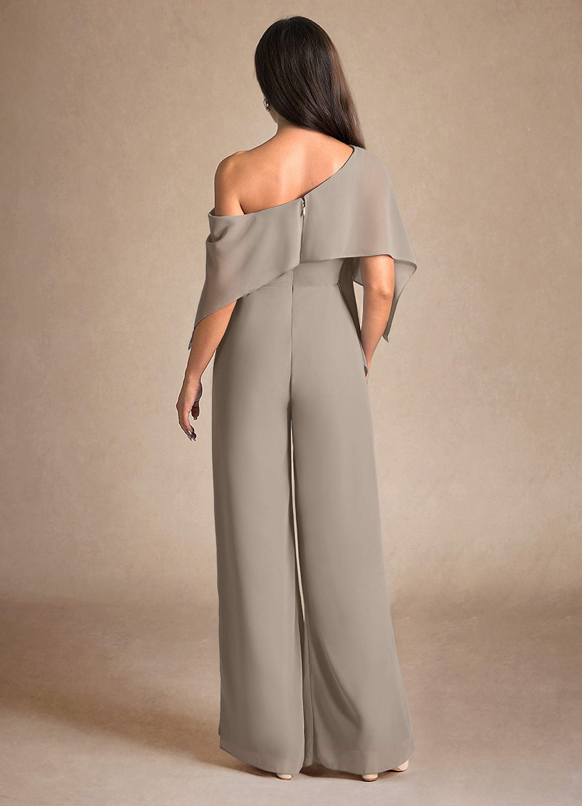 Azazie Halima vestidos de madre de la novia Vestido de Gris Pardo de Gasa de Mono/Traje de pantalón con Corte Lateral image2