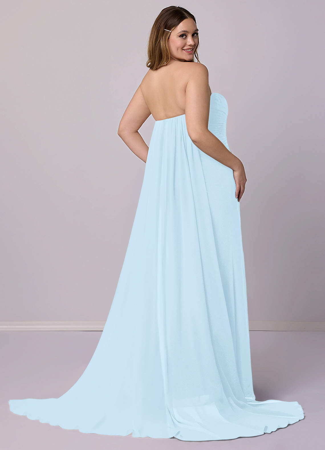 Barbie ♥ Azazie Bridesmaid Dresses Mermaid Strapless Chiffon Court Train Dress image11