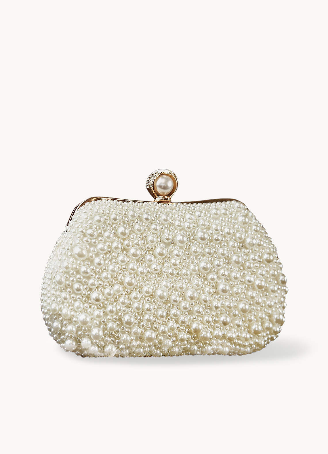 Cream Pearl Hand Embellished Evening Clutch Bag