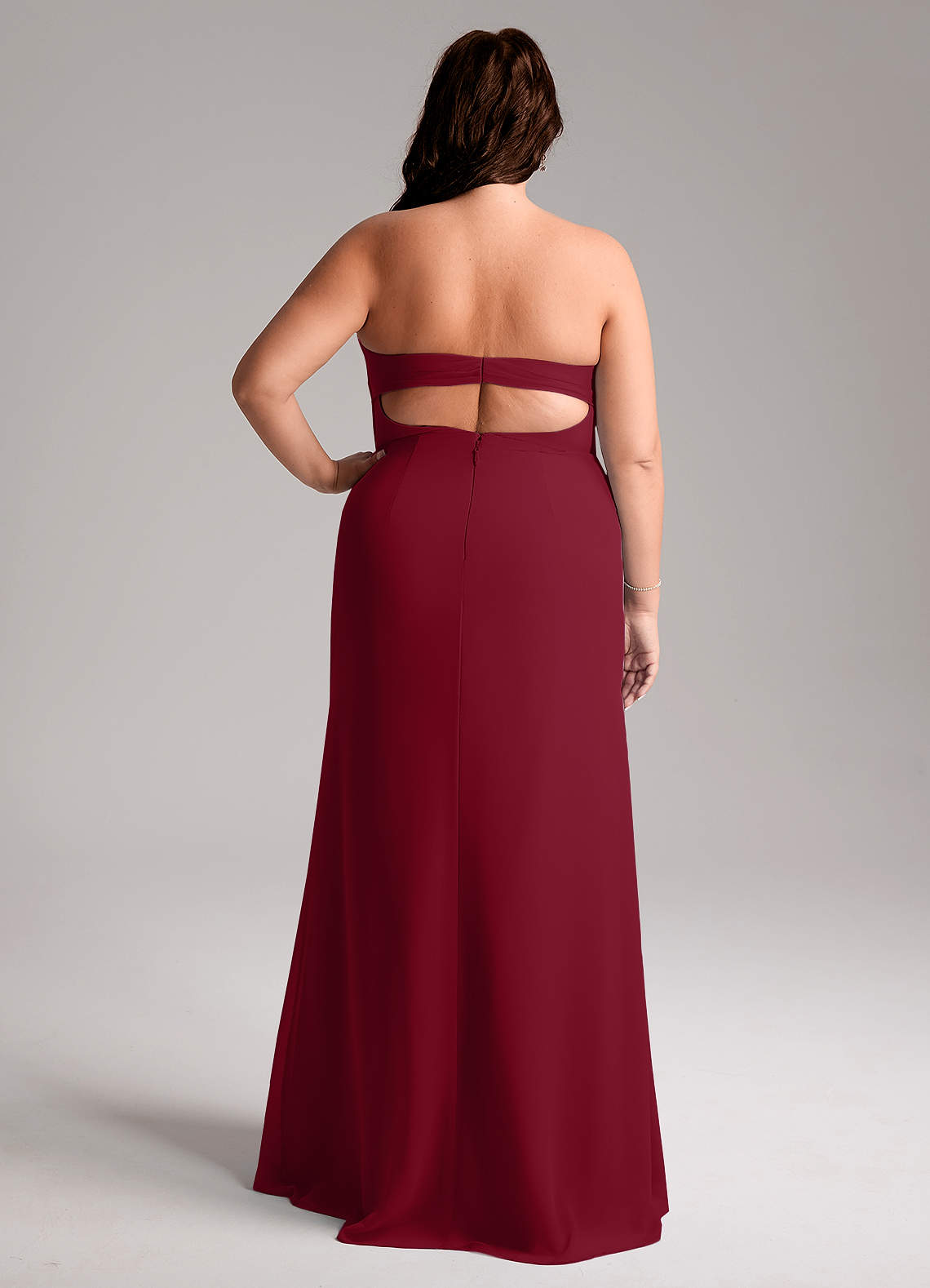 Azazie Leonis Bridesmaid Dresses Burgundy Sheath Strapless Chiffon Convertible Dress image9