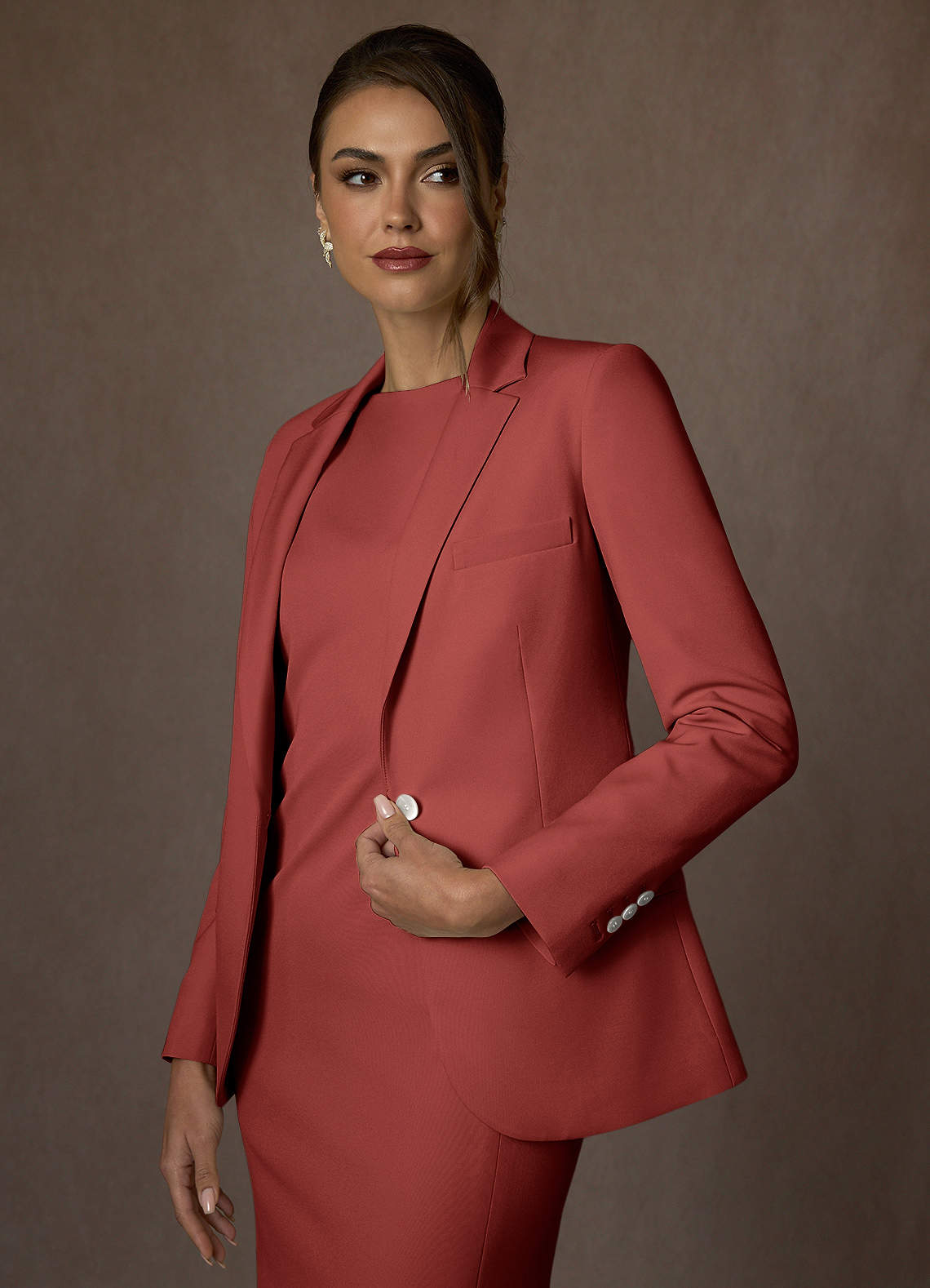 front Kennedy Terracotta Structured Stretch Dress