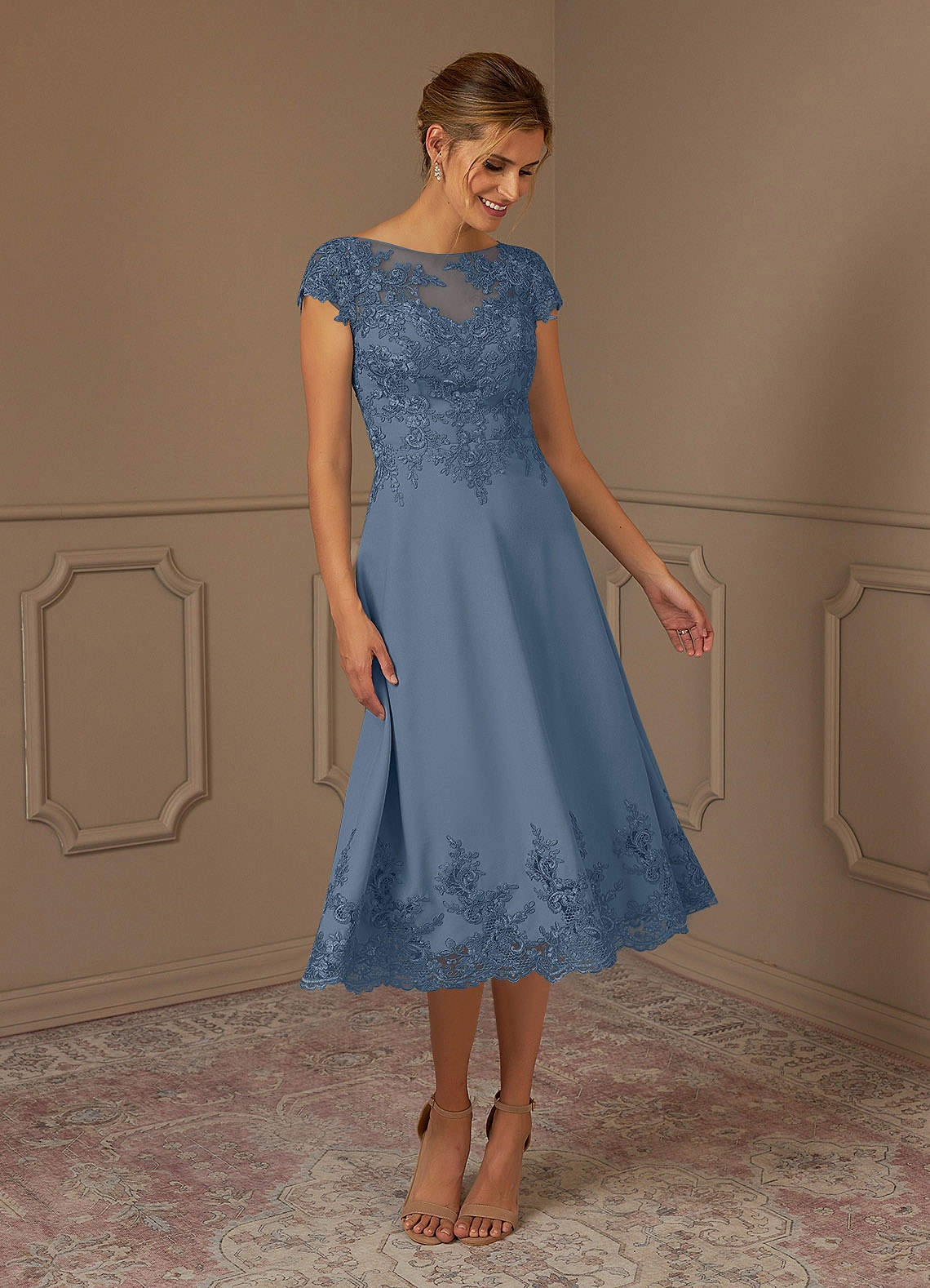 Azazie Terrano Mother of the Bride Dresses Twilight A-Line Scoop Lace Dress image1