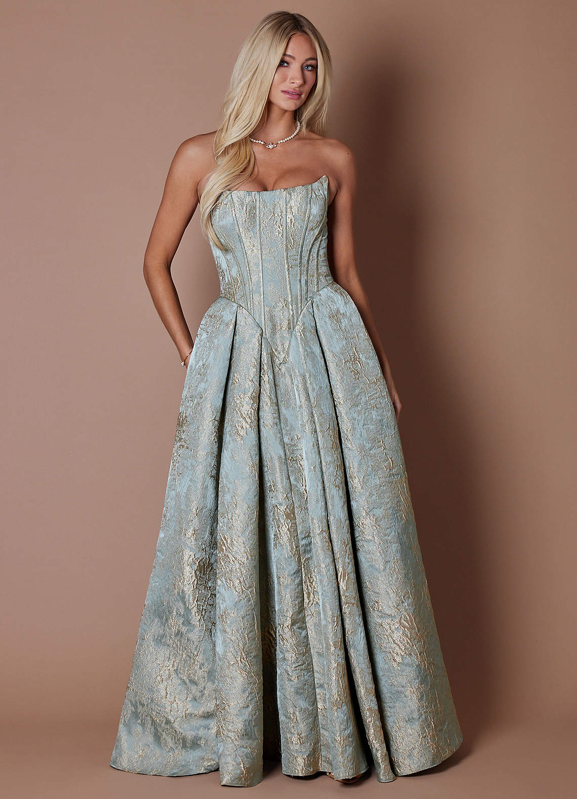 Azazie Gilded Steel Strapless Ball Gowns Evening Dress / Gown