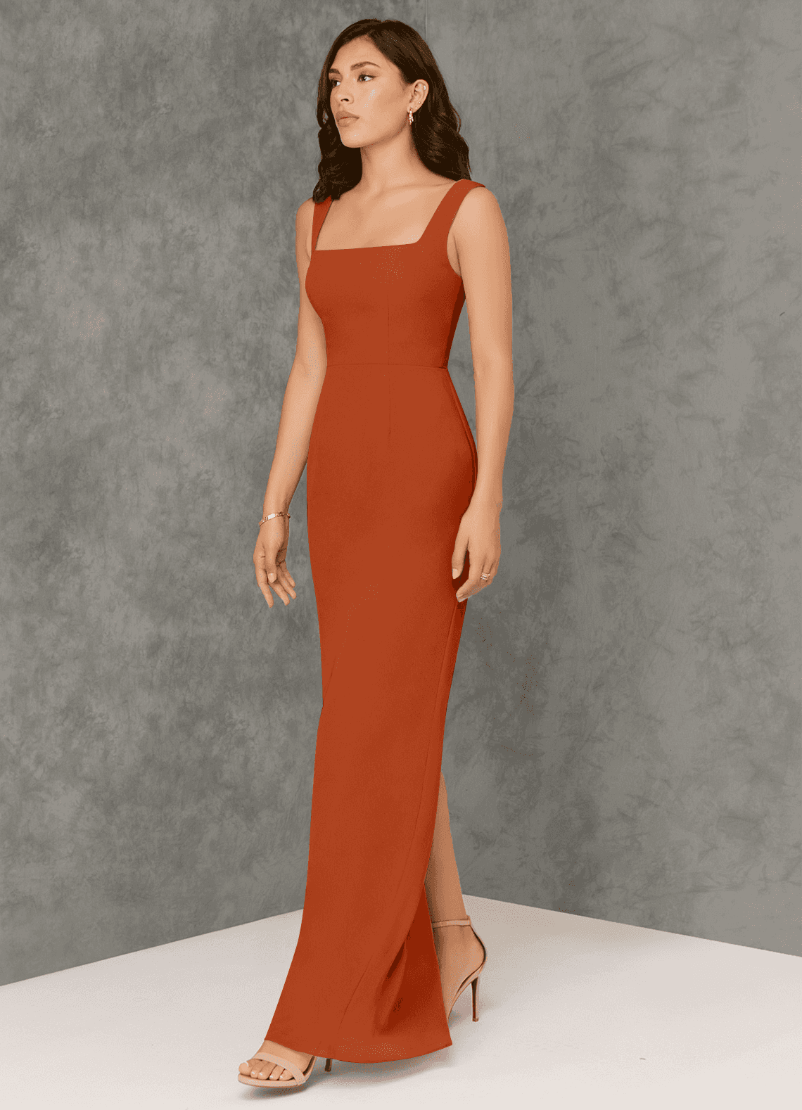 burnt orange cocktail dress Vintage 70s Burnt Orange Grecian Midi Dress