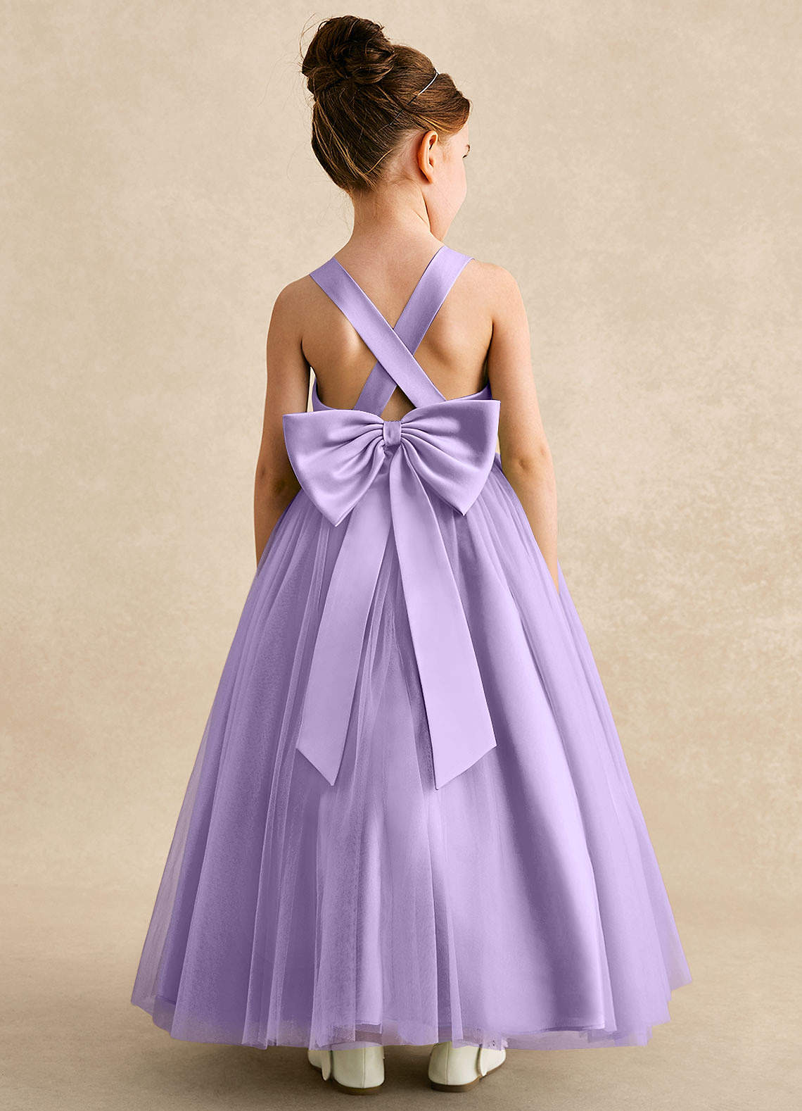 Azazie Peanut Robe Trapèze en Tulle Bretelle Lilas Azazie