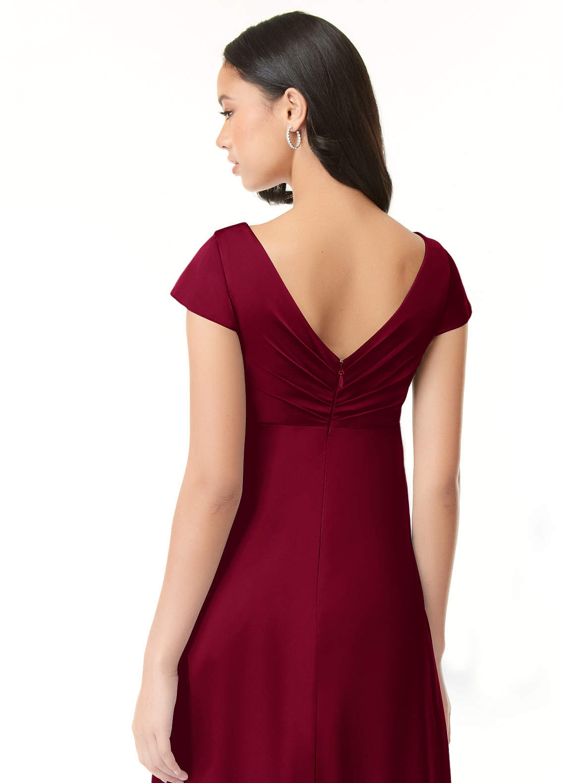 Azazie Allessia vestidos de dama de honor de maternidad Vestido de Corte En A Plisado Hasta el suelo Satén Elástico image6