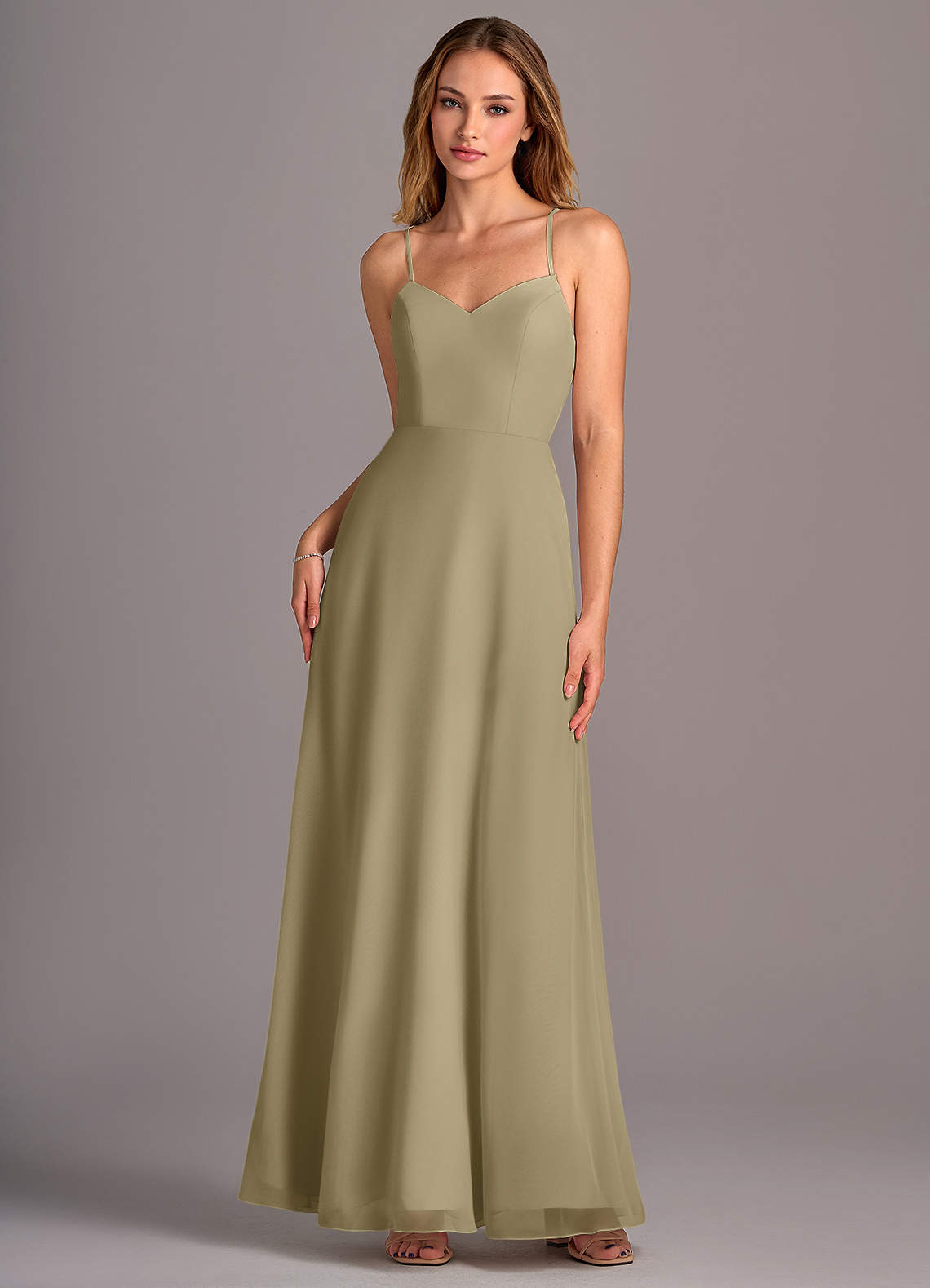 Azazie Mei Bridesmaid Dresses Moss Green A-Line Chiffon Dress image1