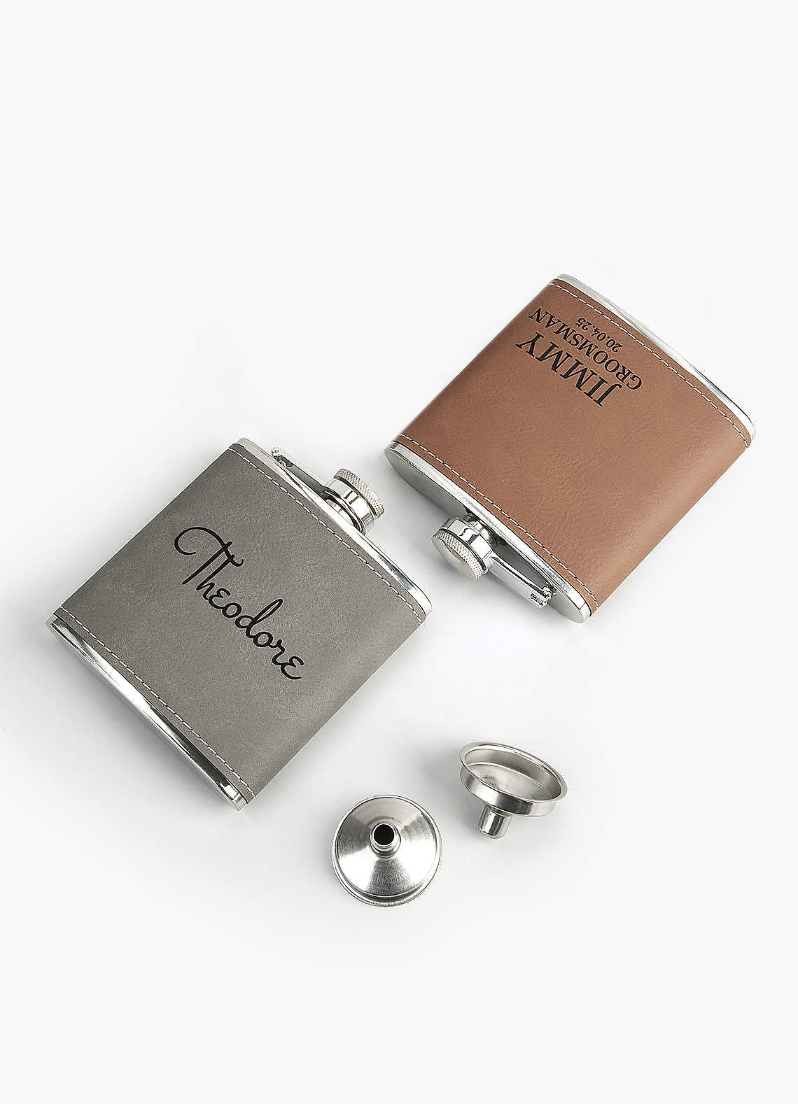 front Customizable Faux Leather Flask