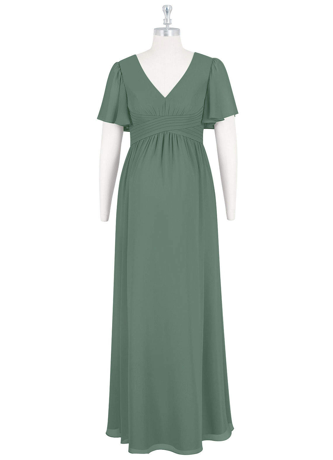 Azazie Verna Maternity Bridesmaid Dresses A-Line V-Neck Ruched Chiffon Floor-Length Dress image6
