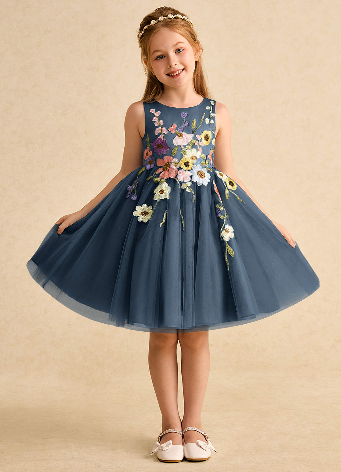 Azazie Prima Flower Girl Dresses Neptune A-Line Bow Tulle Dress image1