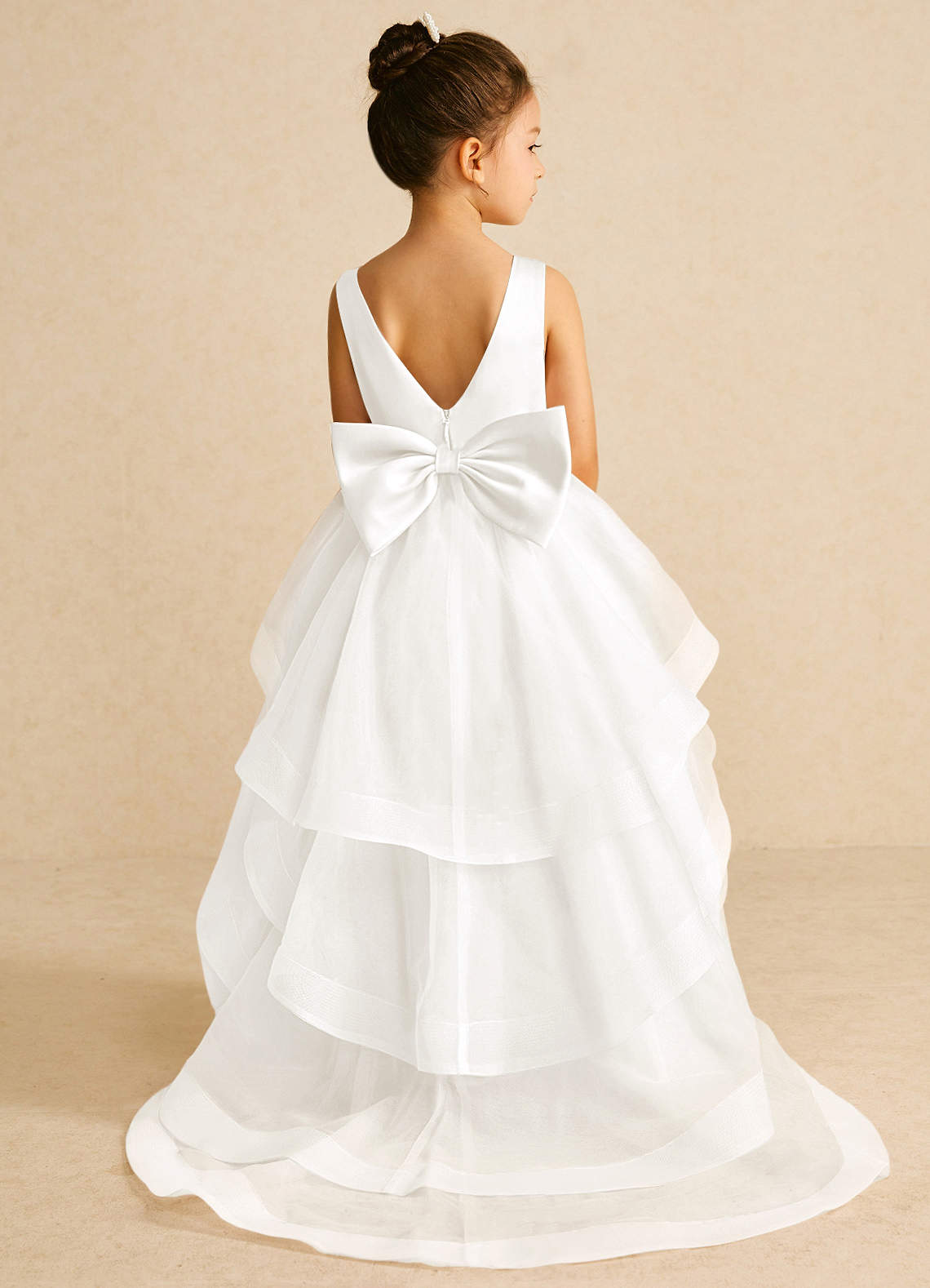 Azazie Pumpkin Flower Girl Dresses Ivory A-Line Convertible Tulle Dress image1